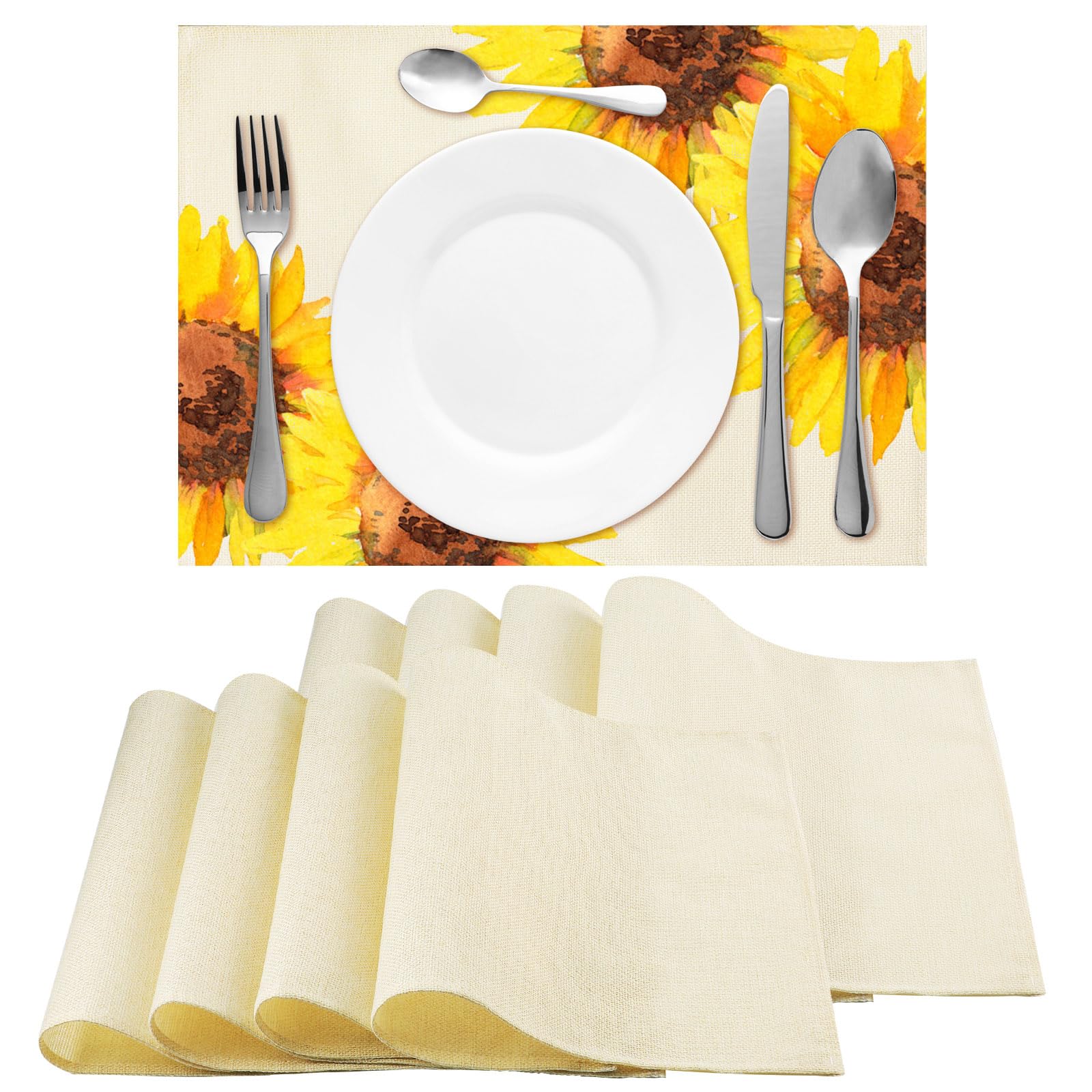 Sublimation Burlap Placemats Washable Sublimation Blank Place Mats White Placemats for Dining Tables Birthday Party Wedding DIY Table Mats Kitchen Home Holiday Table Decor 12 x 16 Inch (8 Pieces)