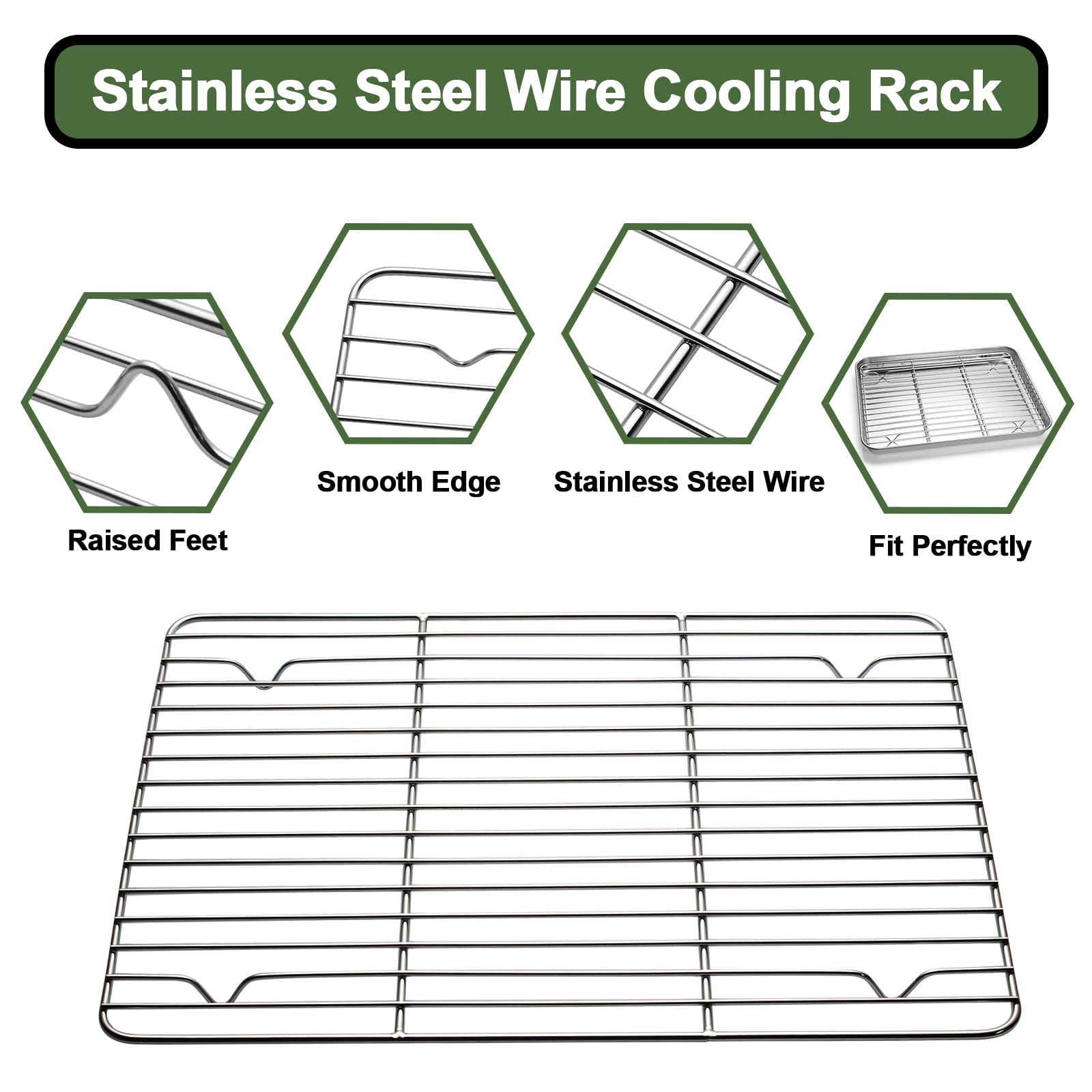 Ewfen Baking Set: Stainless Steel Sheet Pan With Cooling Rack & Silicone Mat Set, Multi-Size (3 Sheets + 3 Racks + 3 Mats), Warp