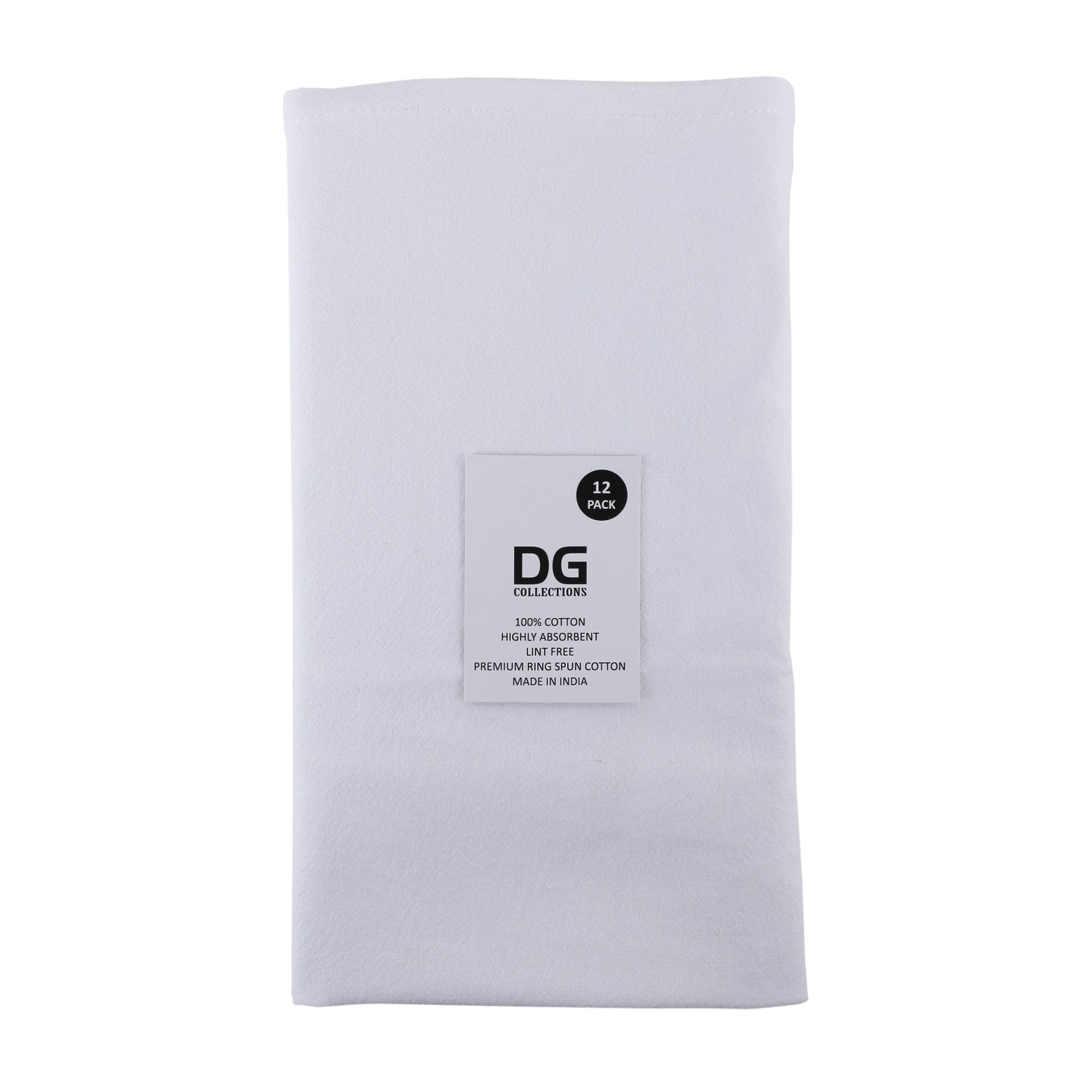 Dg Collections Flour Sack Dish Towels For Kitchen, Set Of 4 (27 X 27 Inches), Multi-Use White Kitchen Towels, 100% Cotton, Highl
