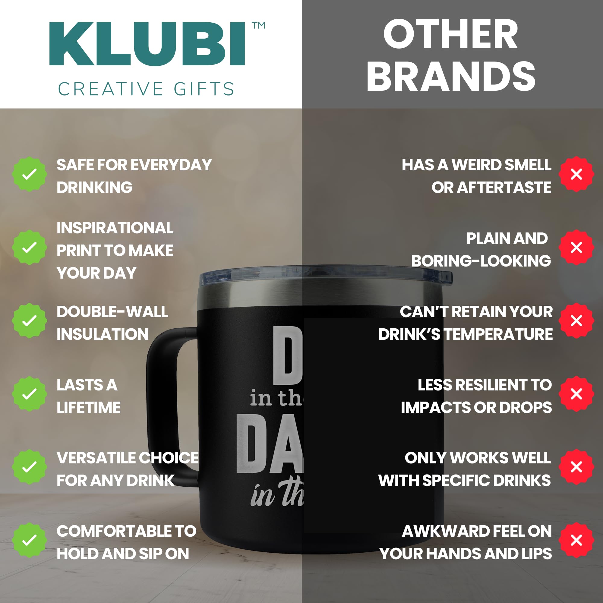 KLUBI Dad In The Streets Daddy In The Sheets Cup 14oz Birthday Gifts for Husband from Wife Dad Coffee Tumbler Daddy Gift Ideas D