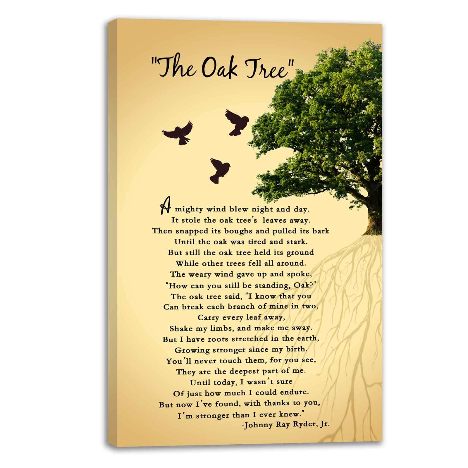 The Oak Tree Poem Wall Art, The Oak Tree Poem Canvas Print Wall Decor  Mighty Oak Tree Poem About Life  Inspirational Wall Art