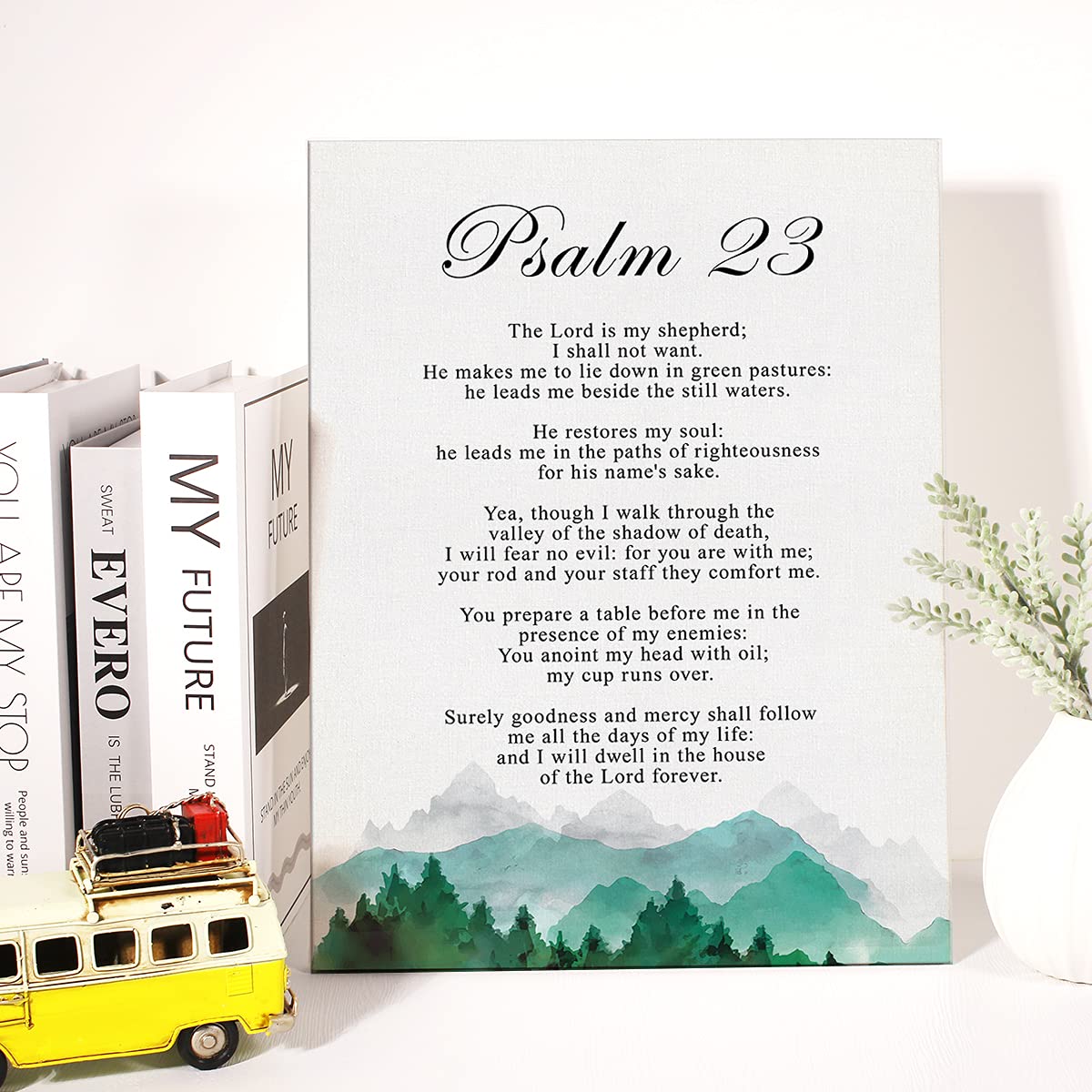 Christian Canvas Wall Art Psalm 23 The Lord Is My Shepherd Canvas Print Positive Scripture Canvas Painting Home Bedroom Wall Dec