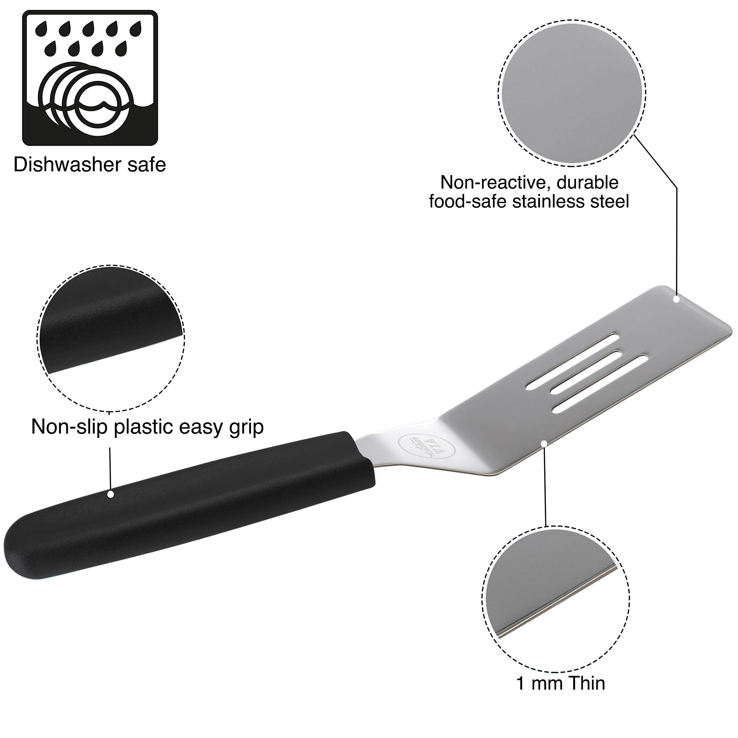 Kitchenvia Black Handle Cookie Spatula - Small, Non-Stick, And Heat-Resistant Handle For Perfect Pastries, Pancakes, And Pizza
