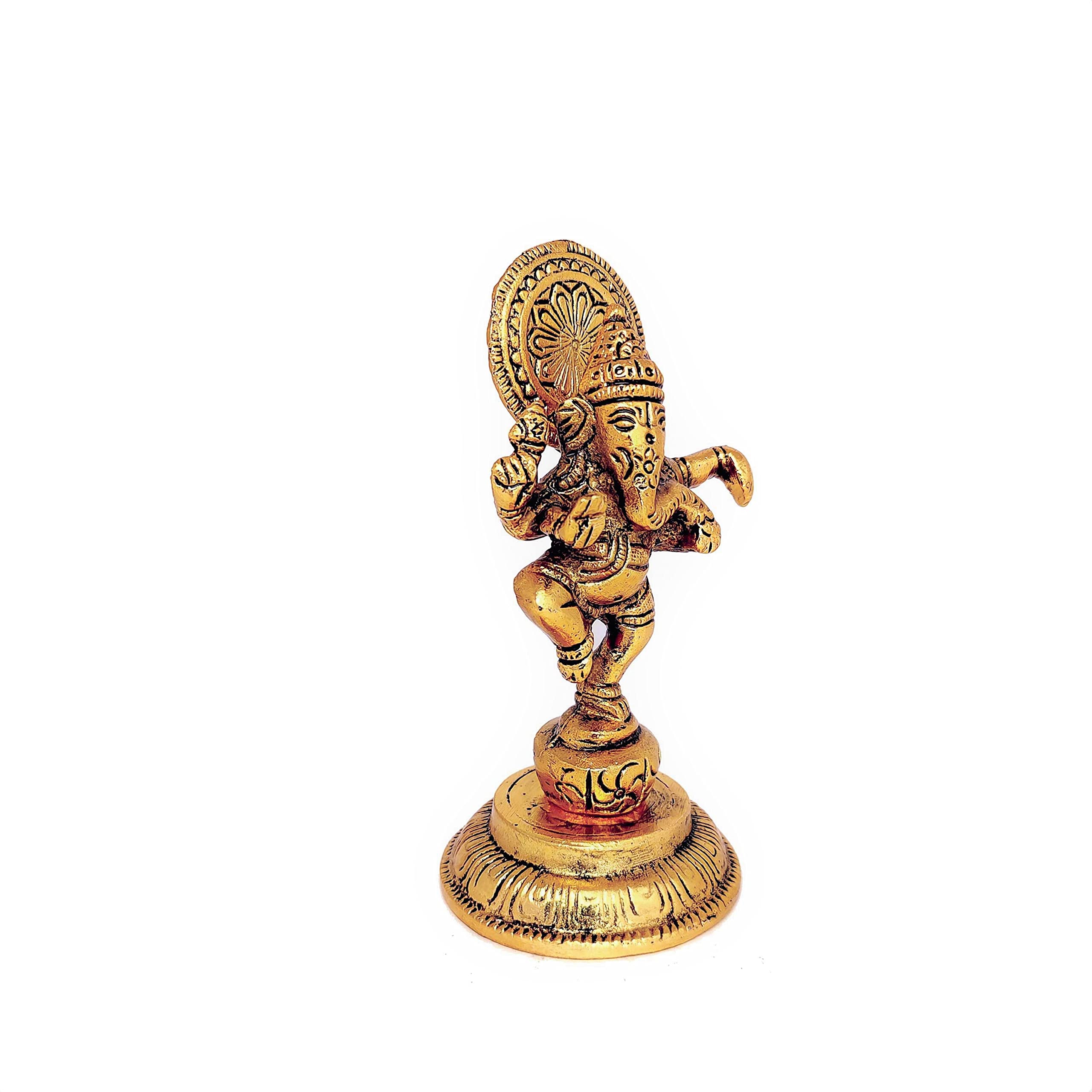 Kridaykraft Ganesha Metal Statue,Ganpati Murti Idol For Pooja & Home,Office Dcor Ganesh Idol For Car Dashboard Religious Showpie