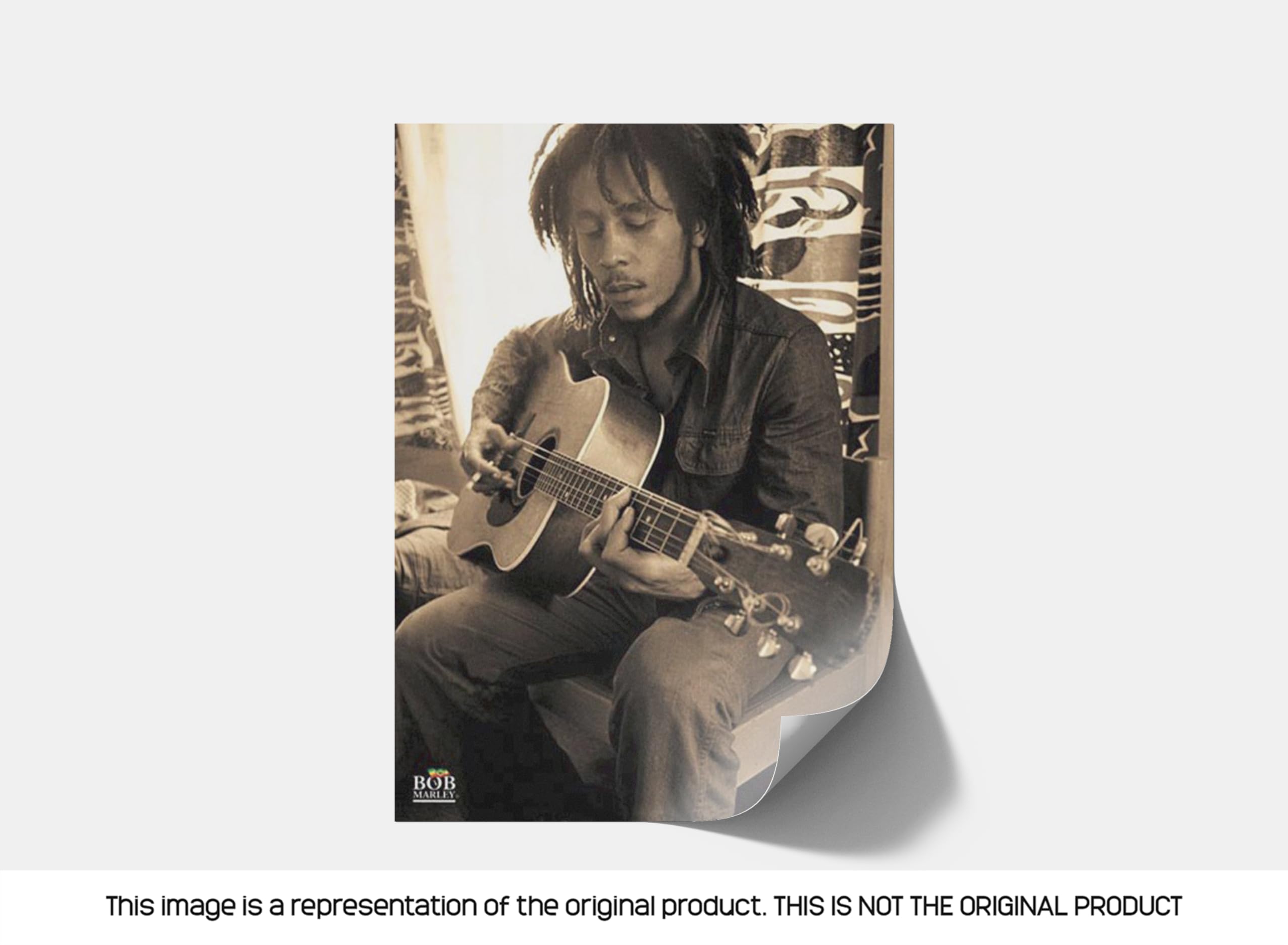 Pyramid America Bob Marley-Playing Guitar in Sepia  Music Poster Print  24 by 36-Inch