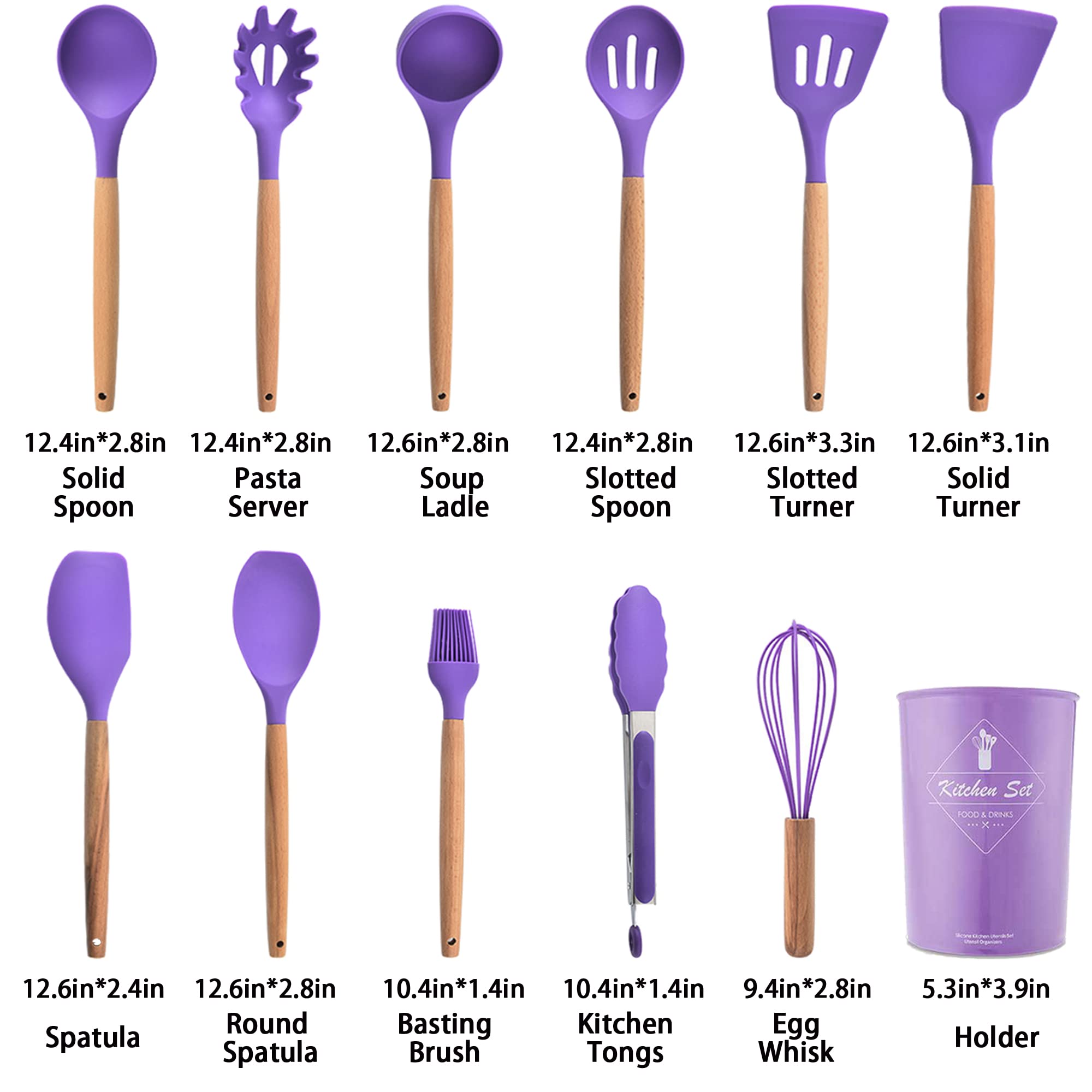 Keidason Kitchen Silicone Cookware Set, 12-Piece Kitchen Cookware Non-Stick Cookware Is Heat-Resistant, Bpa-Free, Cooking Tools,