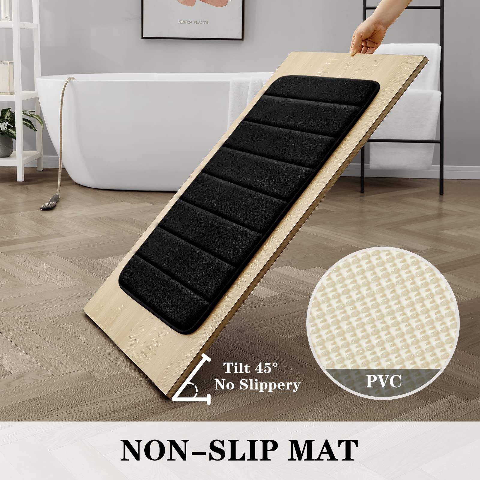 Bysure Bathroom Rugs Sets 2 Piece, Memory Foam Non Slip Extra Soft Absorbent Machine Washable Toilet Bath Mats (Grey, 20X32+U-Sh