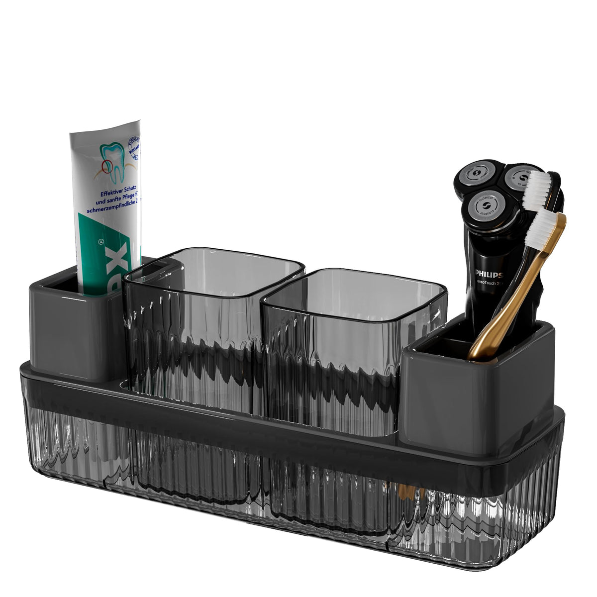 Vowupt Toothbrush Holder For Bathrooms, 2 Cups Toothbrush Organizer For Bathroom Countertop, Toothbrush Holder Toothbrush Storag