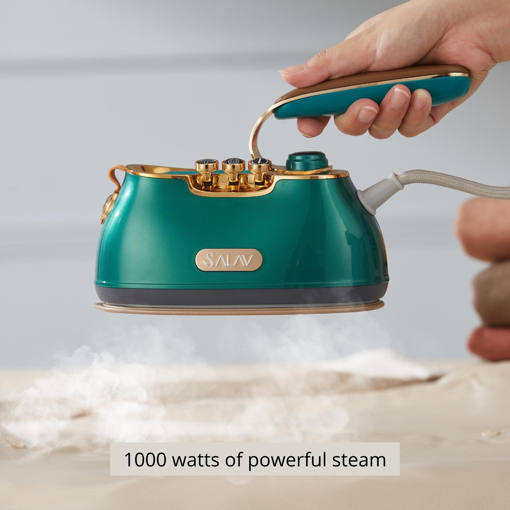 Salav Retro Edition Duopress Handheld Garment Steamer And Iron, Ceramic Plate, 1000 Watts Of Steam, Removes Wrinkles On Clothes,