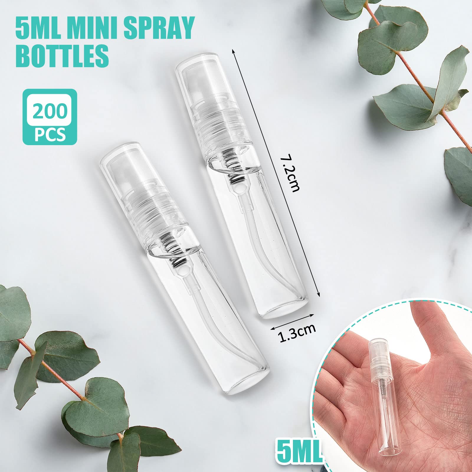 Zhehao 200 Pcs Mini Spray Bottles Clear Glass Perfume Bottles Refillable Fine Mist Perfume Atomizer Portable Empty Sample Bottle