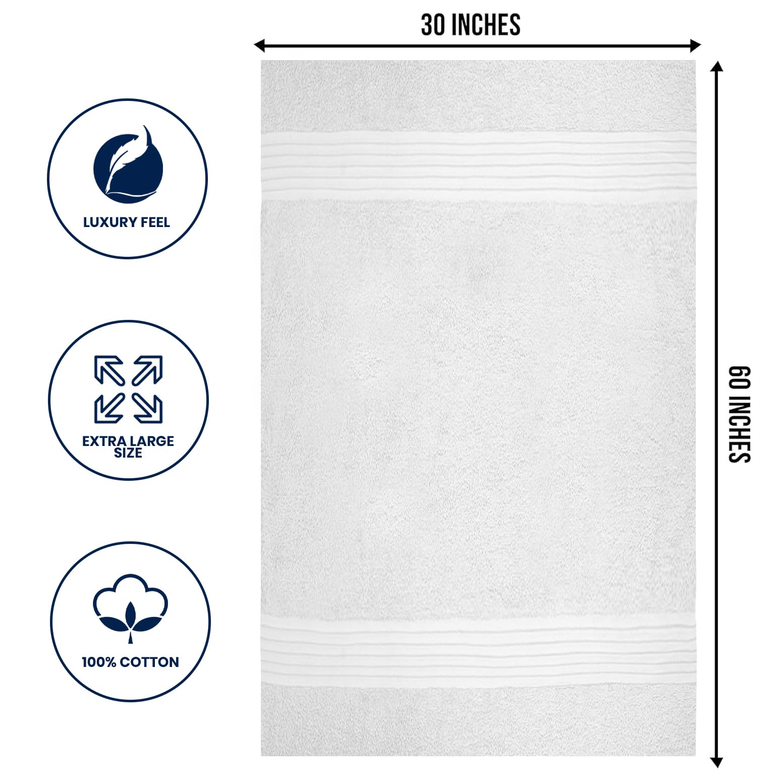 Textila 100% Cotton Bath Sheet Towels - Jumbo Size 35X70 Inches, Ultra Soft And Absorbent, (2 Pack - White) Luxury Oversized Tow