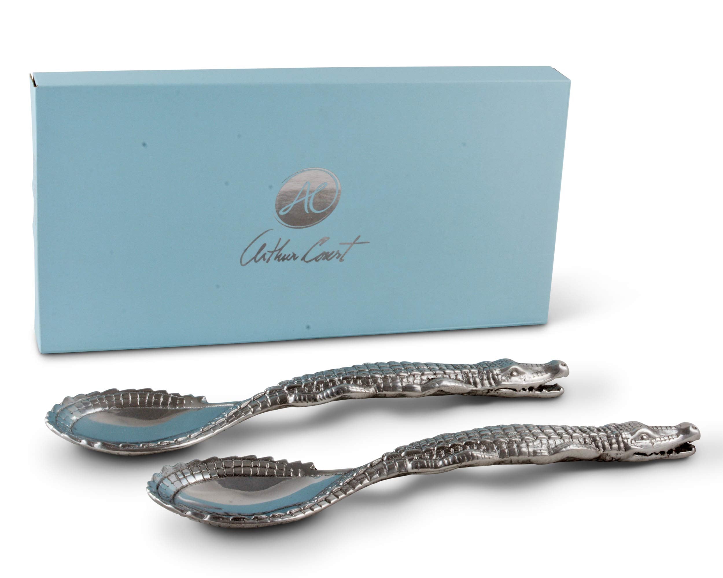 Arthur Court Designs Aluminum Alligator Figural Serving Set 12.5 Inch Long