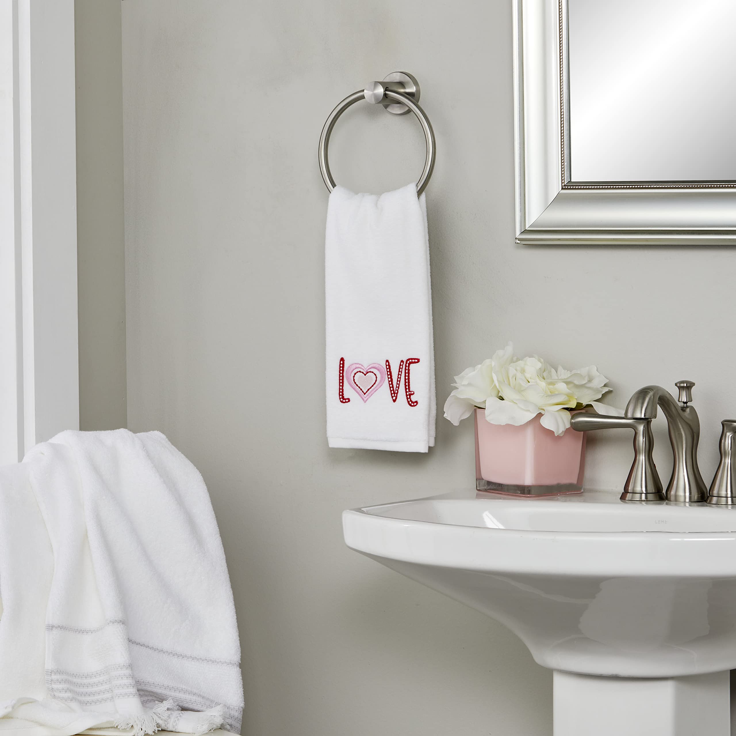 Skl Home By Saturday Knight Ltd. Valentine'S Day Love Hand Towel Set, White 2 Pack