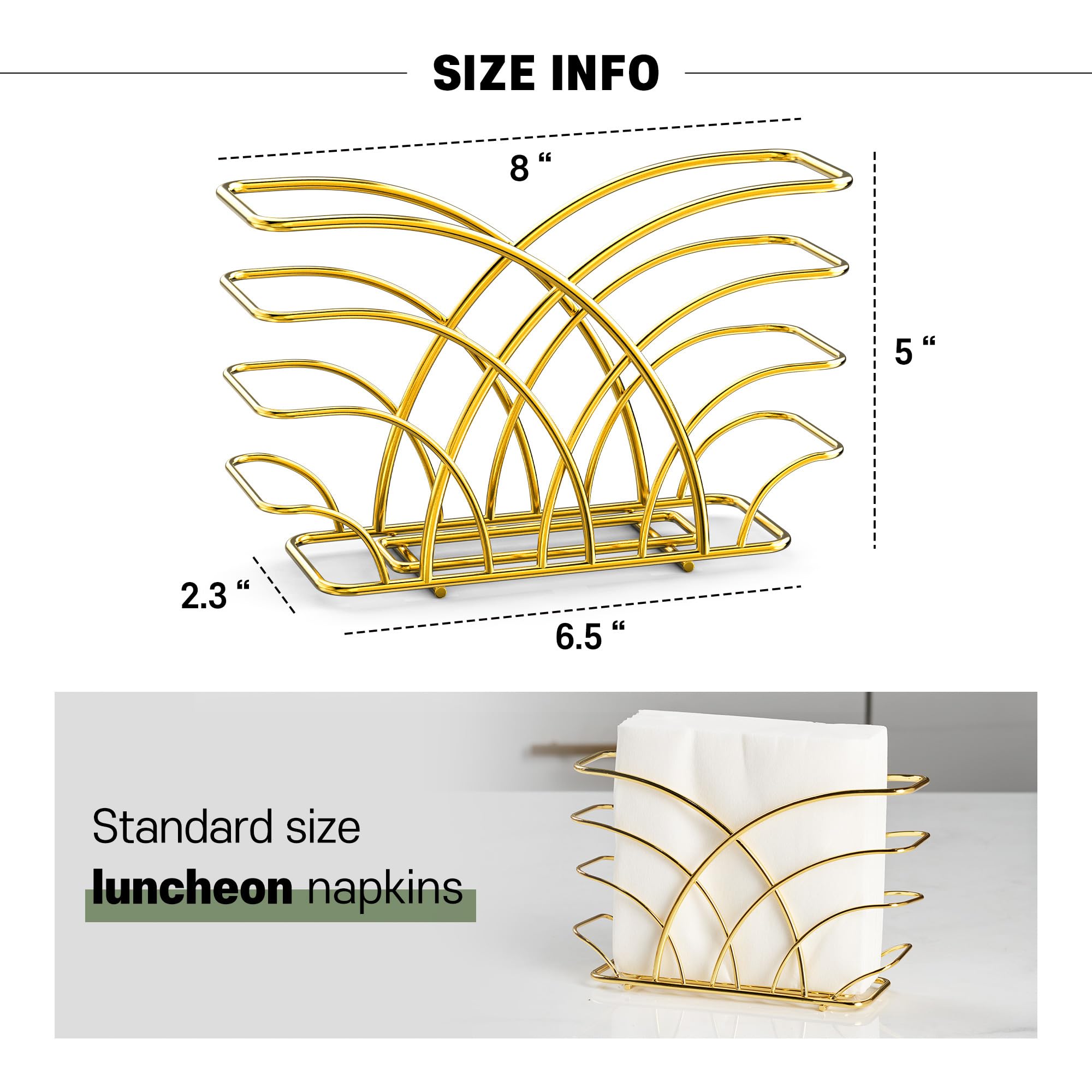 Gold Napkin Holder - Luxurious Metal Napkin Holder For Table, Kitchen & Dining Decor, Elegant Gold Kitchen Accessories And Table