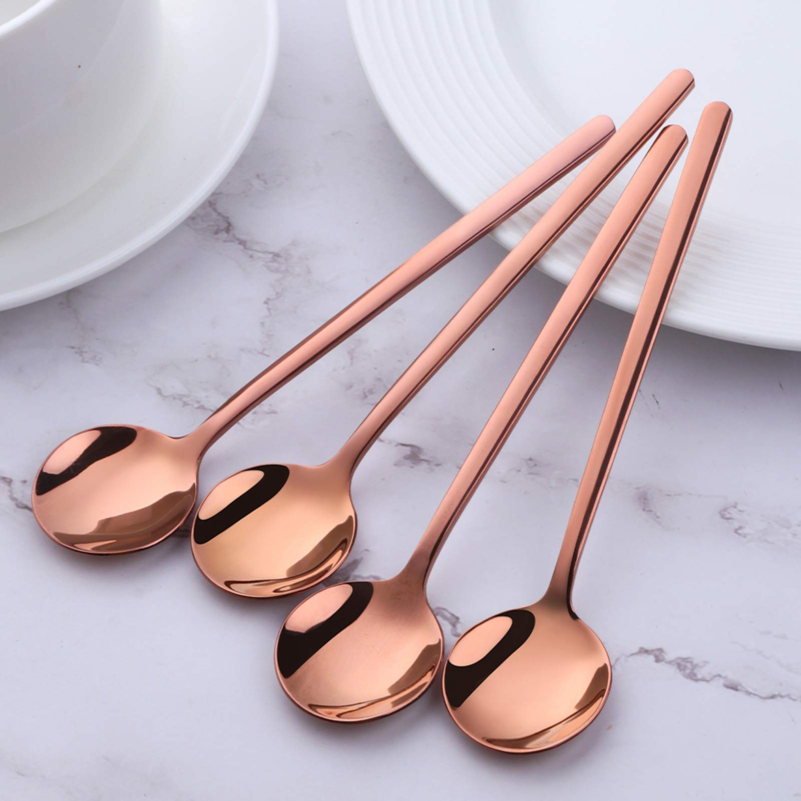 Espresso Spoons Set Of 8, Poylim Cute Small Coffee Spoons, 18/10 Stainless Steel Rose Gold Demitasse Spoons For Tea, Dessert, Ap