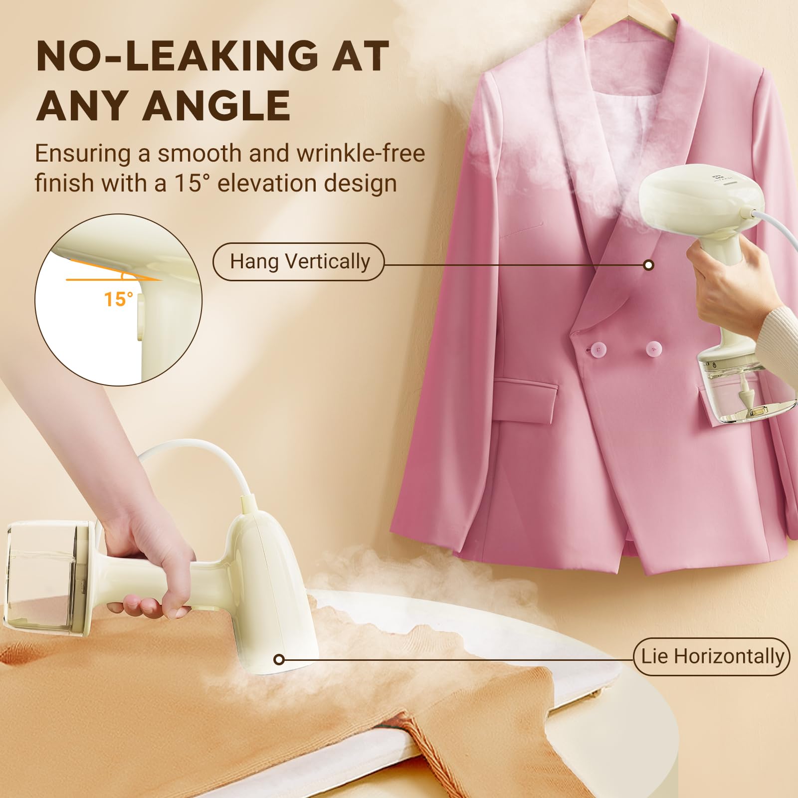 Hiyakoi Steamer For Clothes, Handheld 10-Second Fast Heat-Up Clothes Steamer, Portable Travel Steamer Iron For Clothes Wrinkles