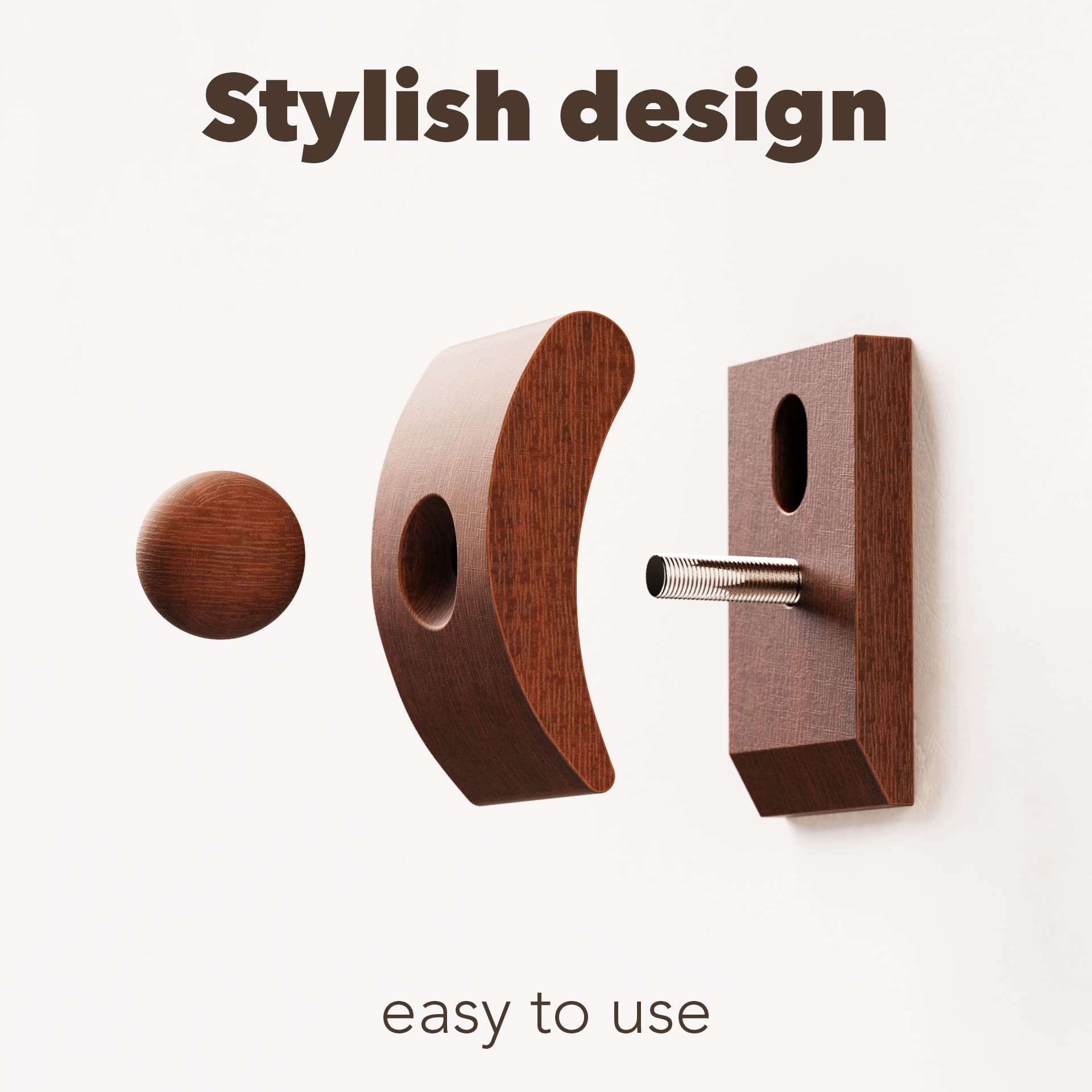 Crebri Brown Tapestry Hangers - 4 Small Wooden Quilt Hanger Clips for Wall Hangings, Blanket & Rug Display