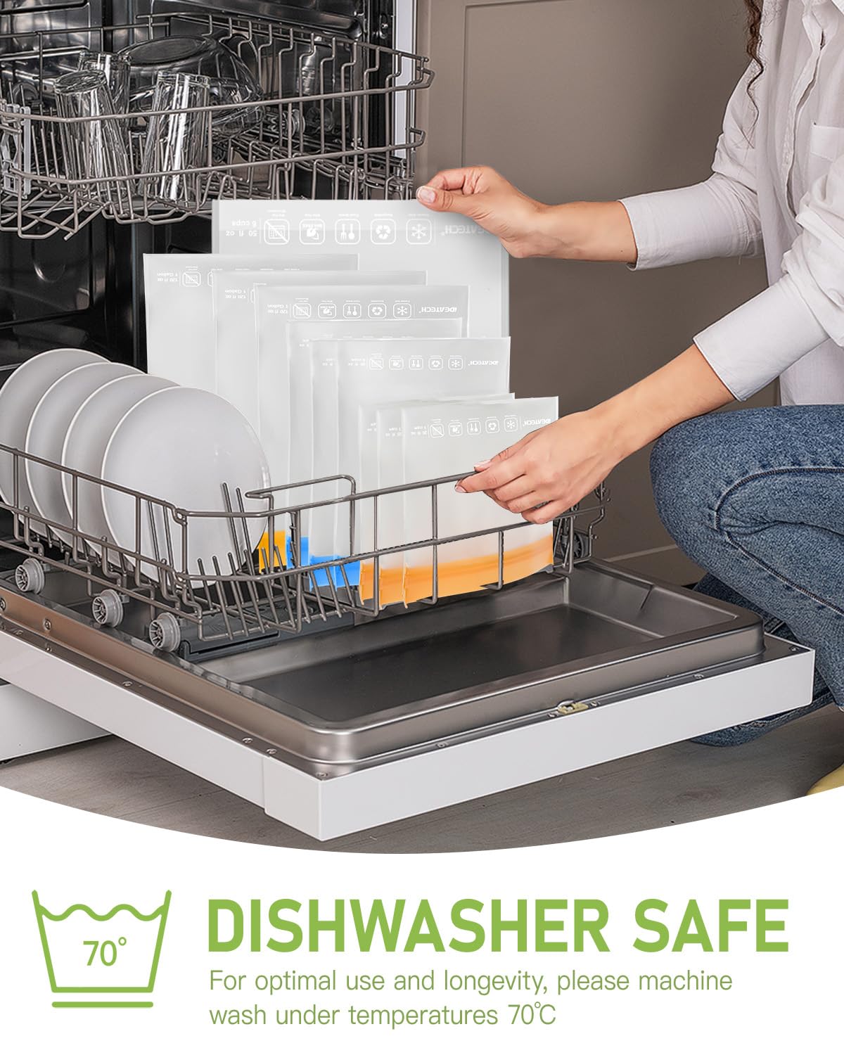 Ideatech Reusable Storage Bags Dishwasher Safe, 10 Pack Bpa Free Peva Reusable Freezer Bags,Reusable Gallon Bags, Reusable Sandw