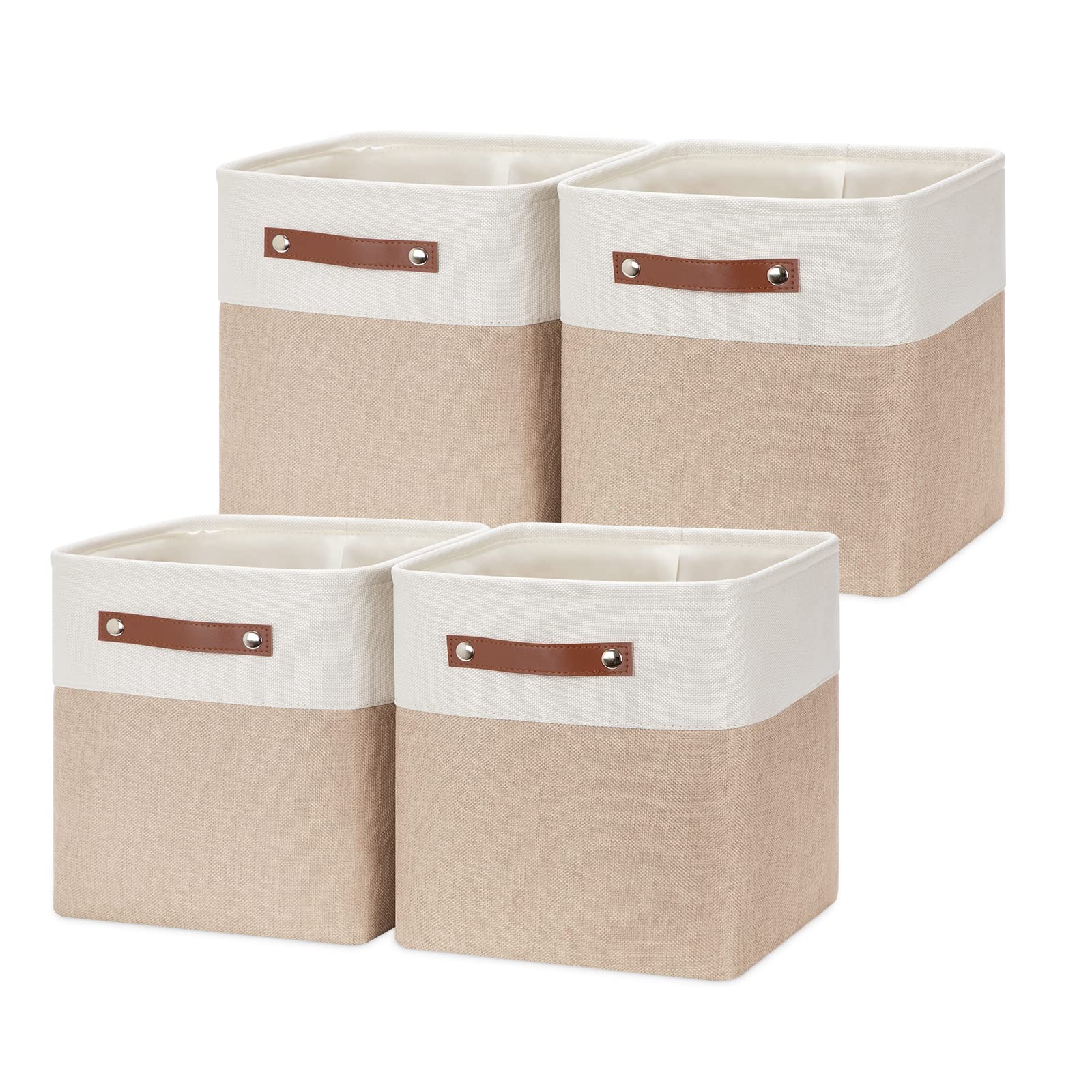 Hnzige Foldable Storage Cubes Baskets For Organizing Set Of 4, Fabric Cube Storage Bins 11 X11, Collapsible Storage Basket Bins