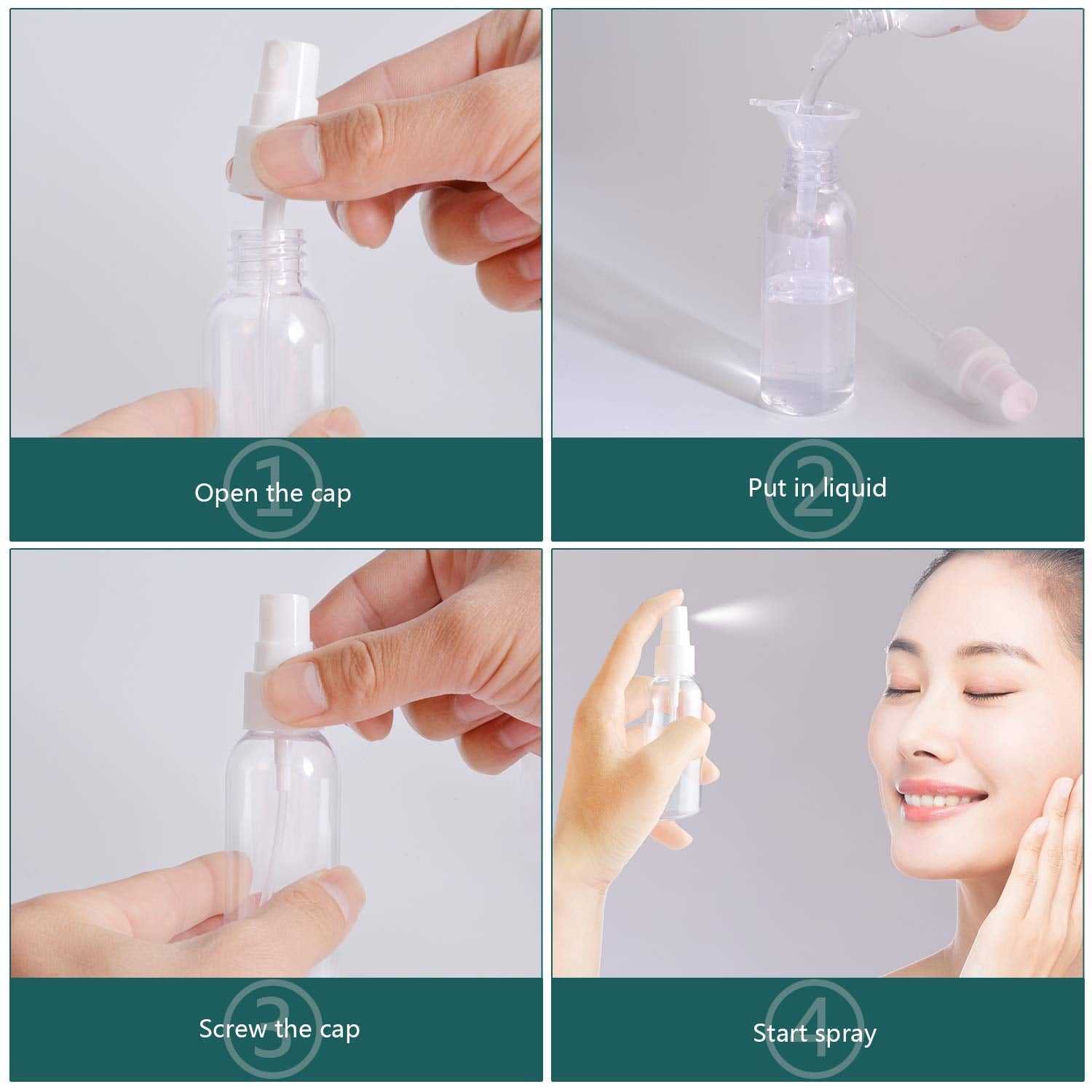 Zoizocp Spray Bottles, 2.7Oz/80Ml Clear Empty Fine Mist Plastic Mini Travel Bottle Set, Small Refillable Liquid Containers With