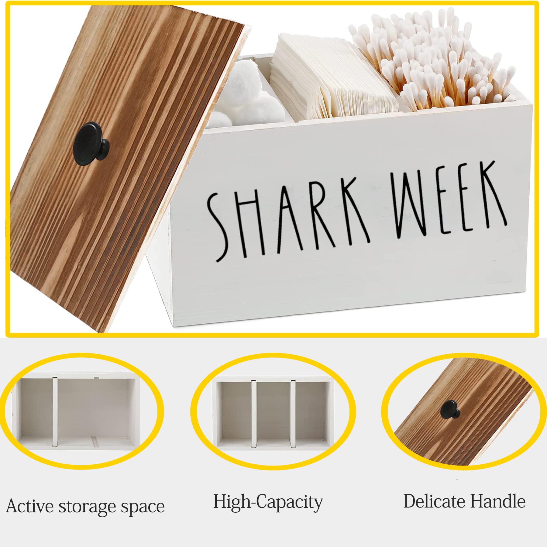 Tampon Holder For Bathroom,Farmhouse Bathroom Organizer,Rustic Wood Bathroom Storage Bin With Lid,Wood Movable Partition Feminin