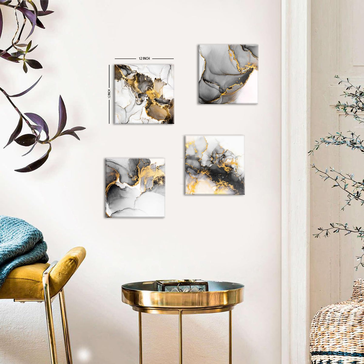 Black And Gold Wall Art Abstract Marble Wall Decor Fluid Texture Paint ...