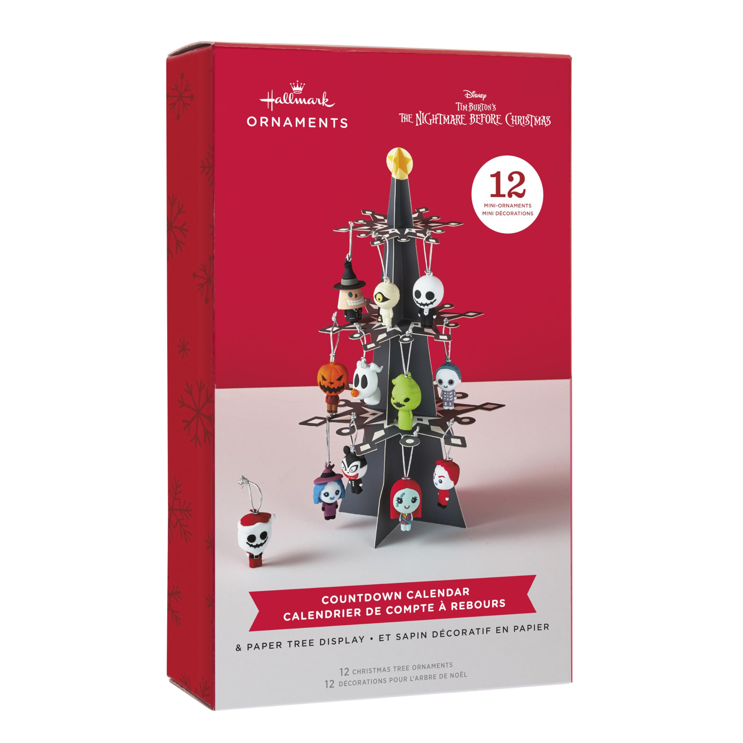 Hallmark Disney Tim Burton s The Nightmare Before Christmas Countdown Calendar Paper Tree Set with 12 Mini Ornaments