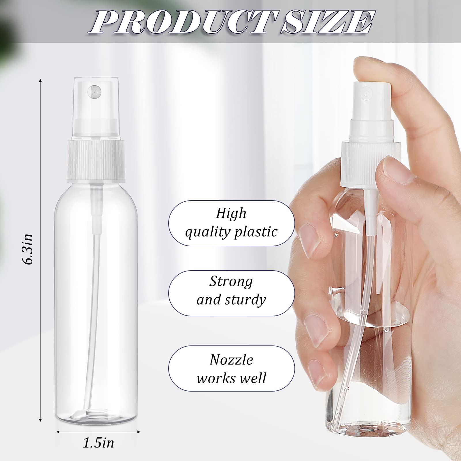 Nuogo 90 Pack Plastic Spray Bottles 4 Oz Reusable Mini Perfume Refillable Bottle Travel Size Mist Bottle Sprayer Empty Bottle Fo