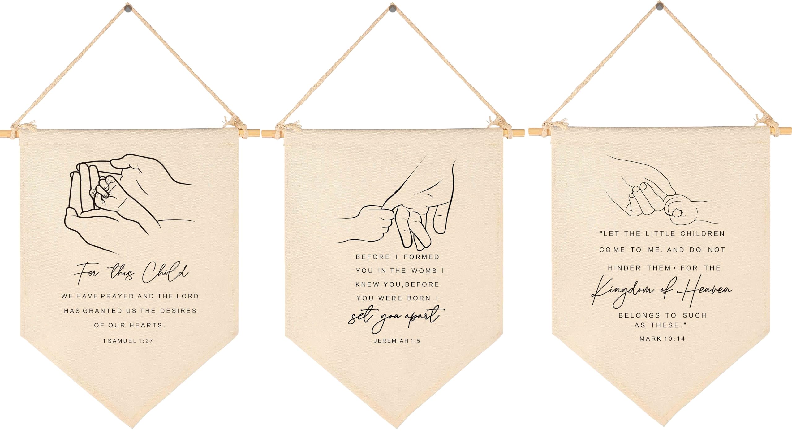 Scripture Flag Sign Gifts for Baby Newborn Boys Girls Kids-Christian Bible Verses Canvas Hanging Banner Wall Decor Gifts for Nur