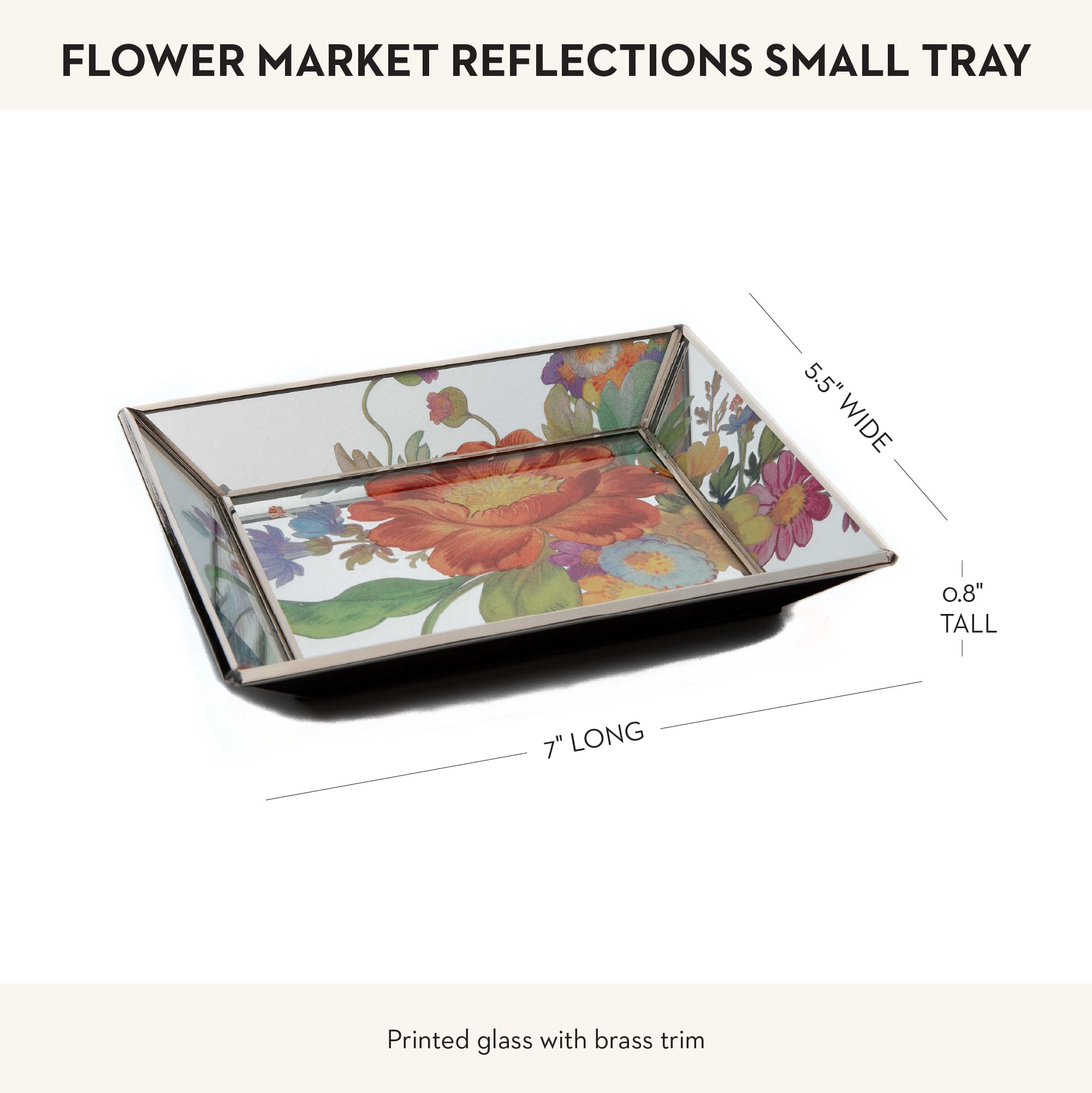 Mackenzie-Childs Small Tray, Decorative Tray For Bathroom, Tray Decor, Flower Market Reflections