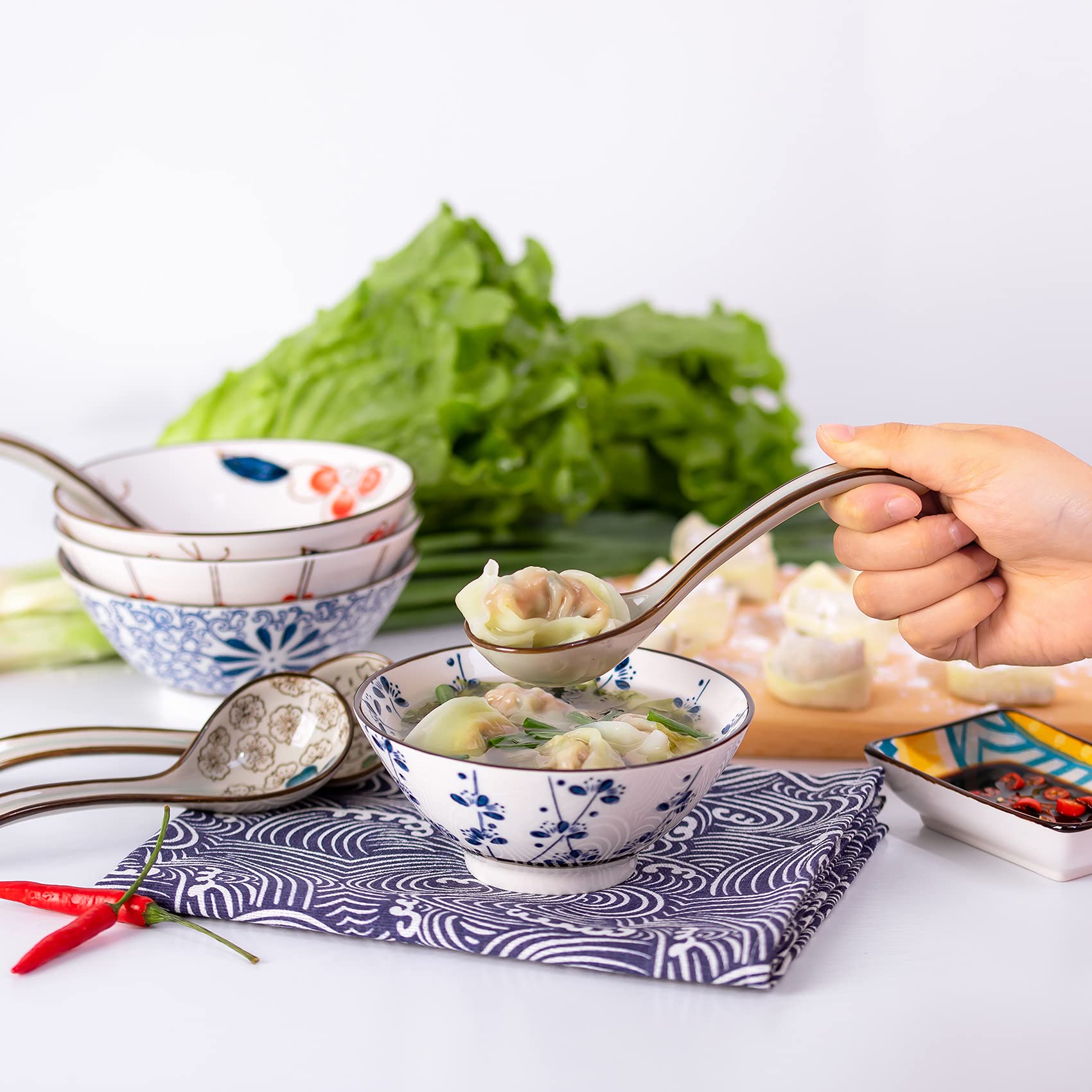 Ceramic Soup Spoon 4 Pcs Hand-Made