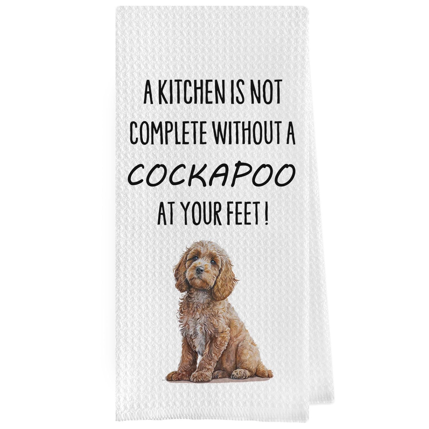 Geqtt Funny Cockapoo Dish Towels - 16x24 Inch, 100% Microfiber, Waffle Weave, Absorbent, Quick Drying, Casual, Cockapoo Color, K