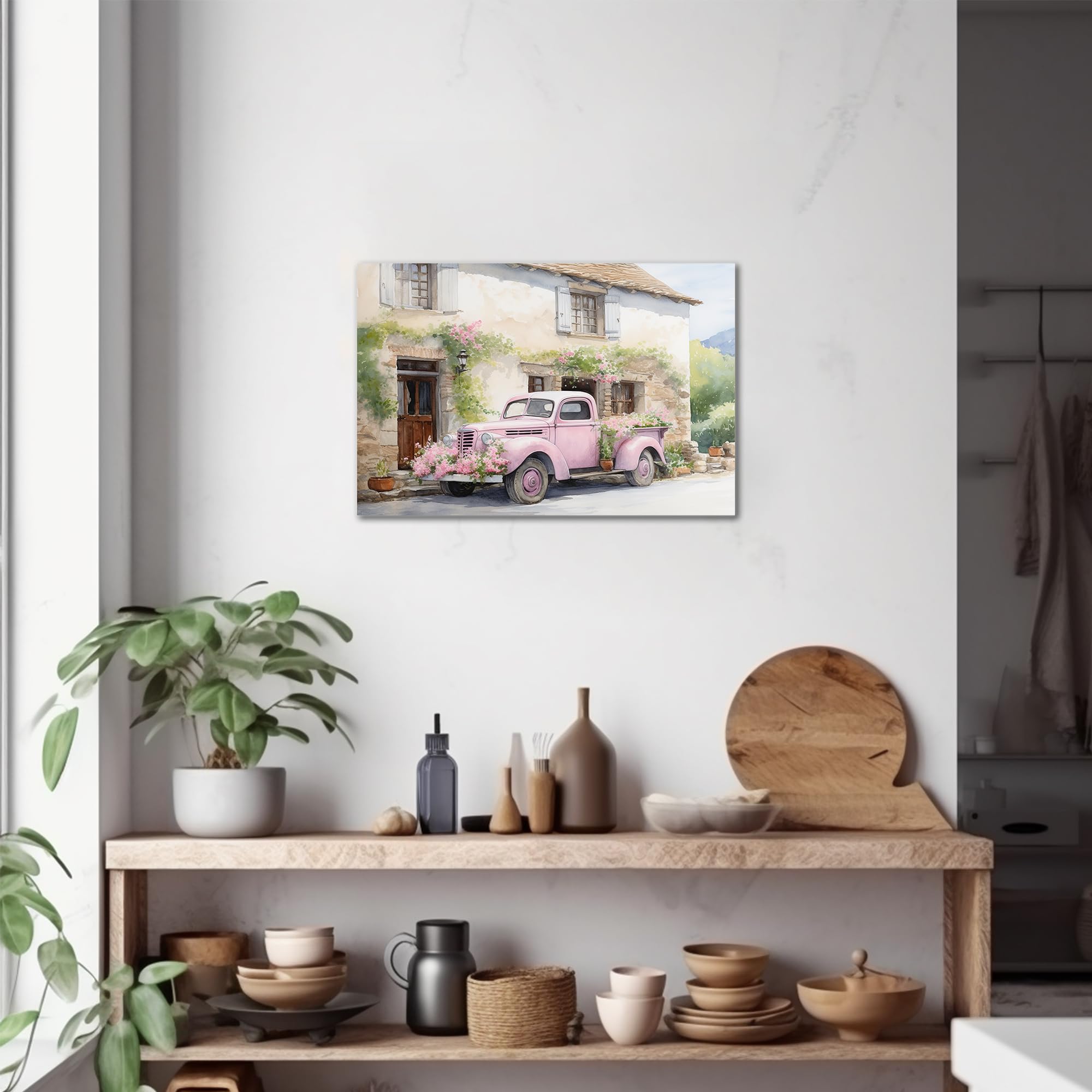 Farmhouse Truck Wall Art, Farmhouse Canvas Wall Art, Farm Street Picture Wall Art, Country Antique Pickup Truck Canvas Prints, P