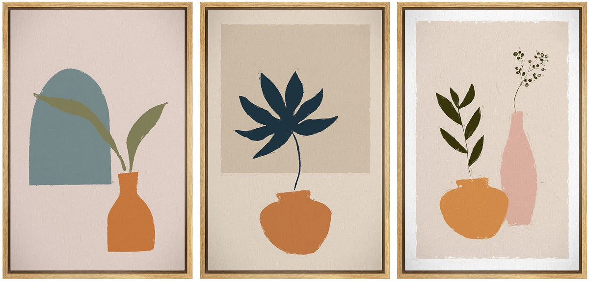 Signwin 3 Piece Framed Canvas Wall Art Illustration Canvas Prints Home Artwork Decoration For Living Room,Bedroom - 24''X36''X3