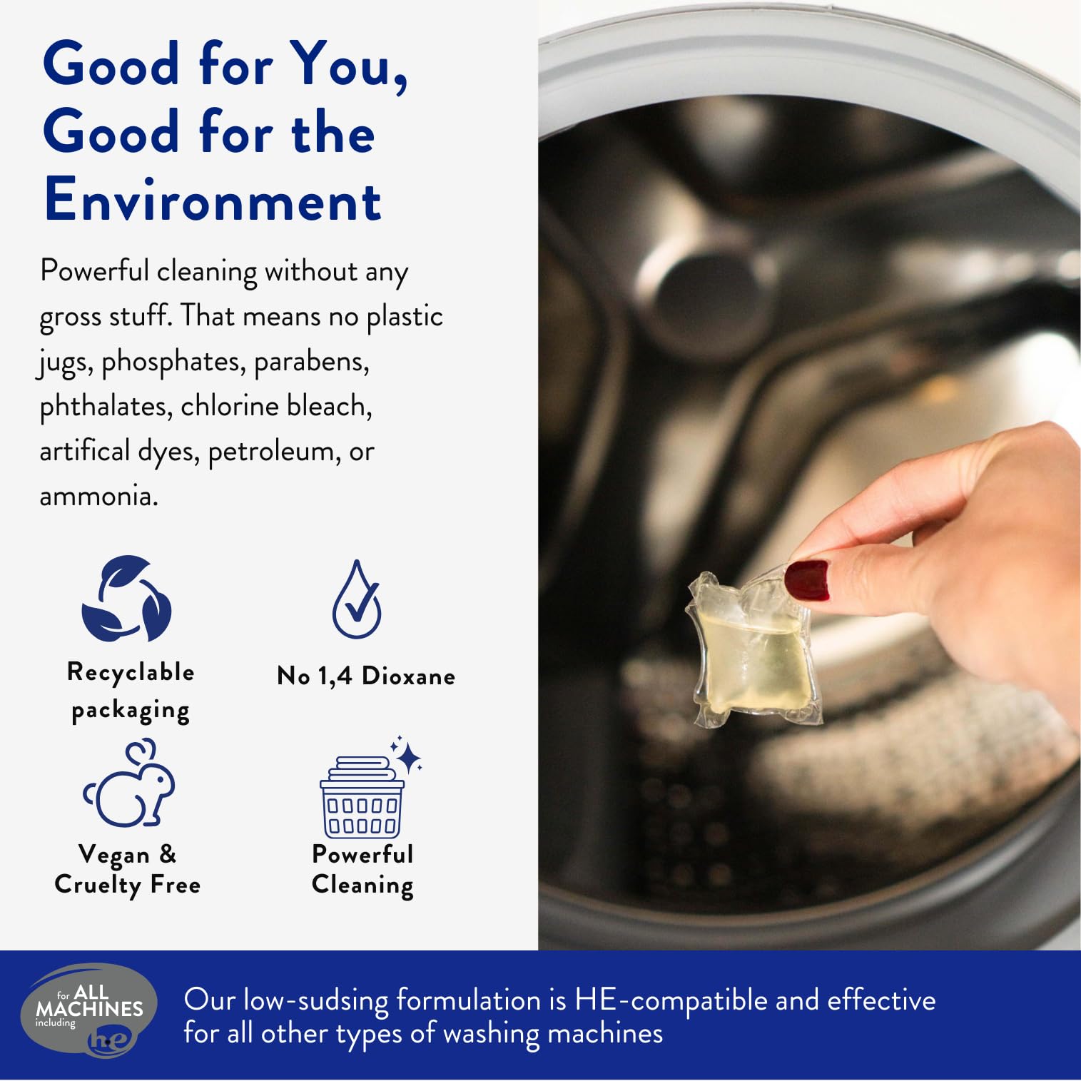 Clean People Laundry Detergent Pods - Plant-Based, Hypoallergenic Laundry Pods - Ultra Concentrated, Plastic Free, Recyclable Pa
