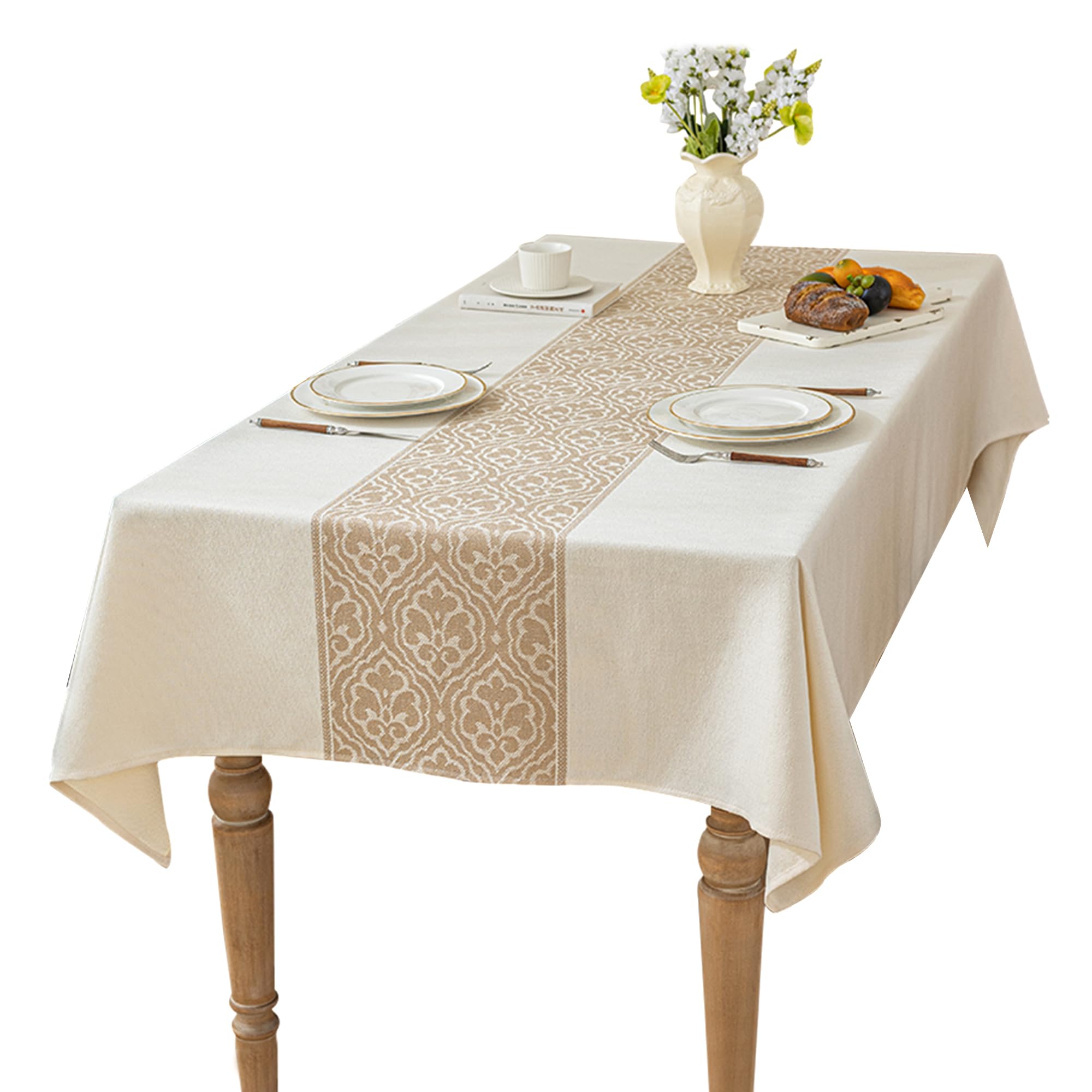 UWWGKK Linen Tablecloths for Rectangle Tables,6 FT Table Cloth Advanced Waterproofing Technology for Dinningroom,Farmhouse