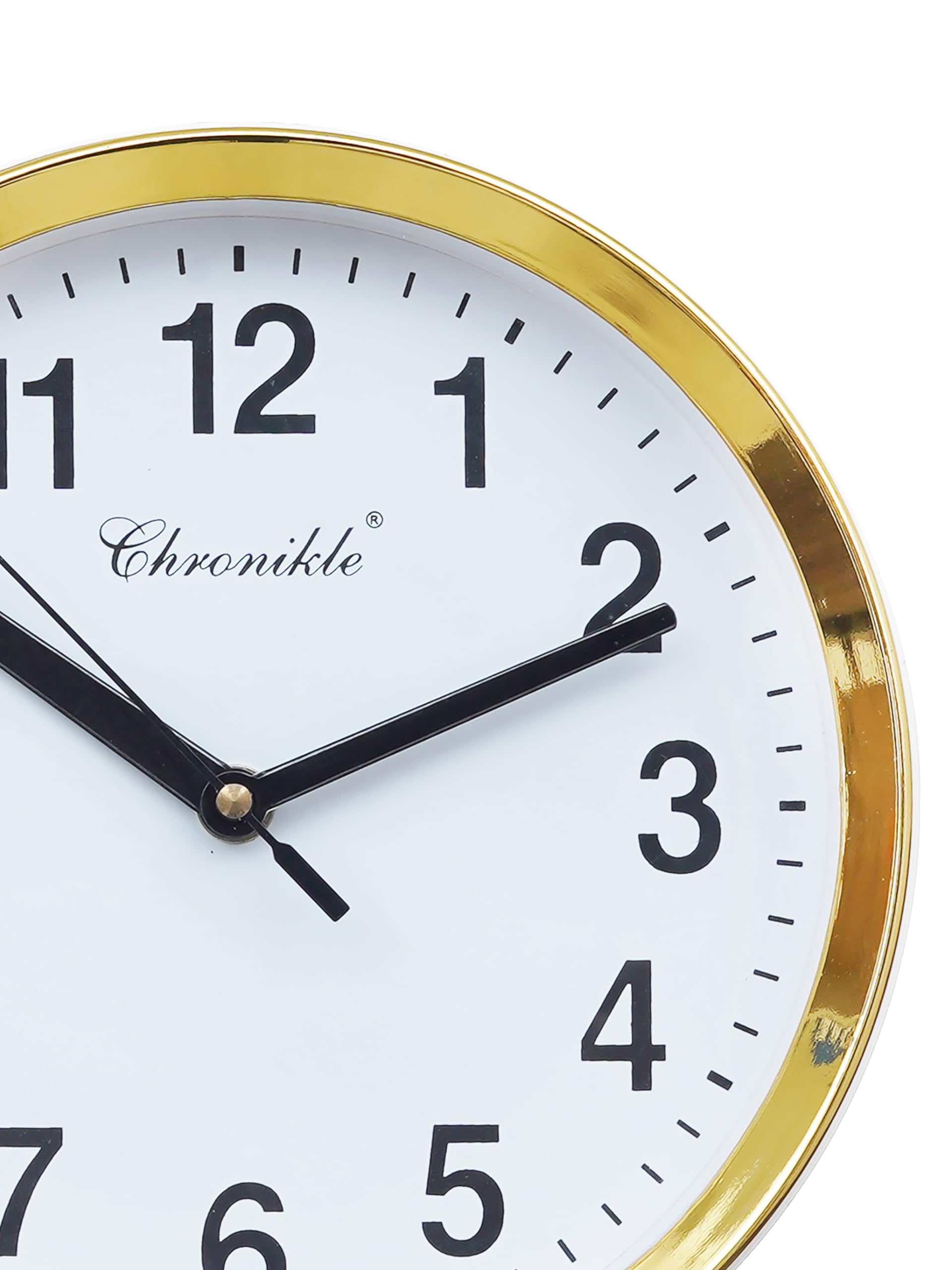 Chronikle Elegant Round Plastic Case White Dial Analog Wall Clock For Living Room Home Decorations Office Gifts (Size: 20 X 4.5