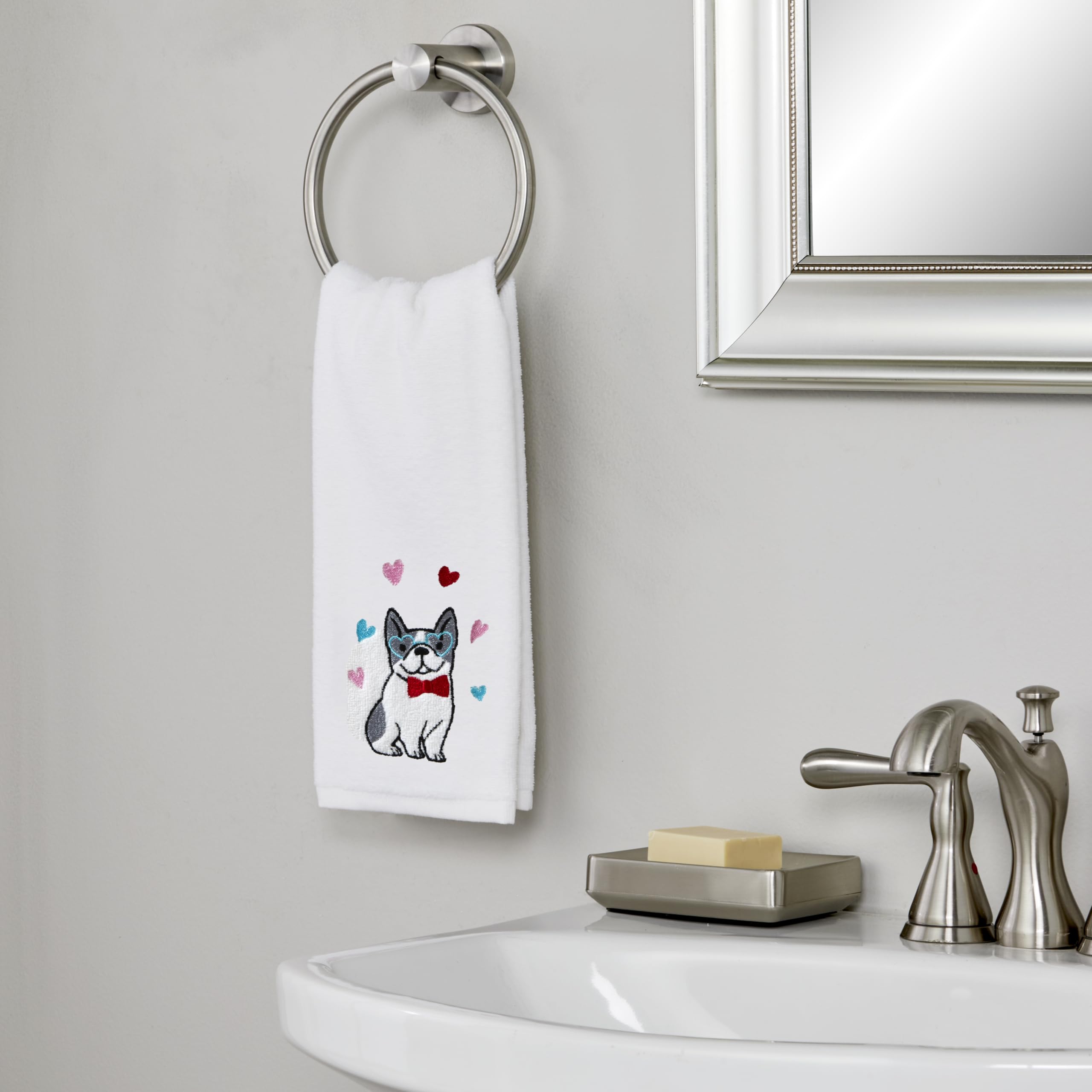 Skl Home By Saturday Knight Ltd. Valentine'S Day Puppy Love Hand Towel, White (2-Pack)
