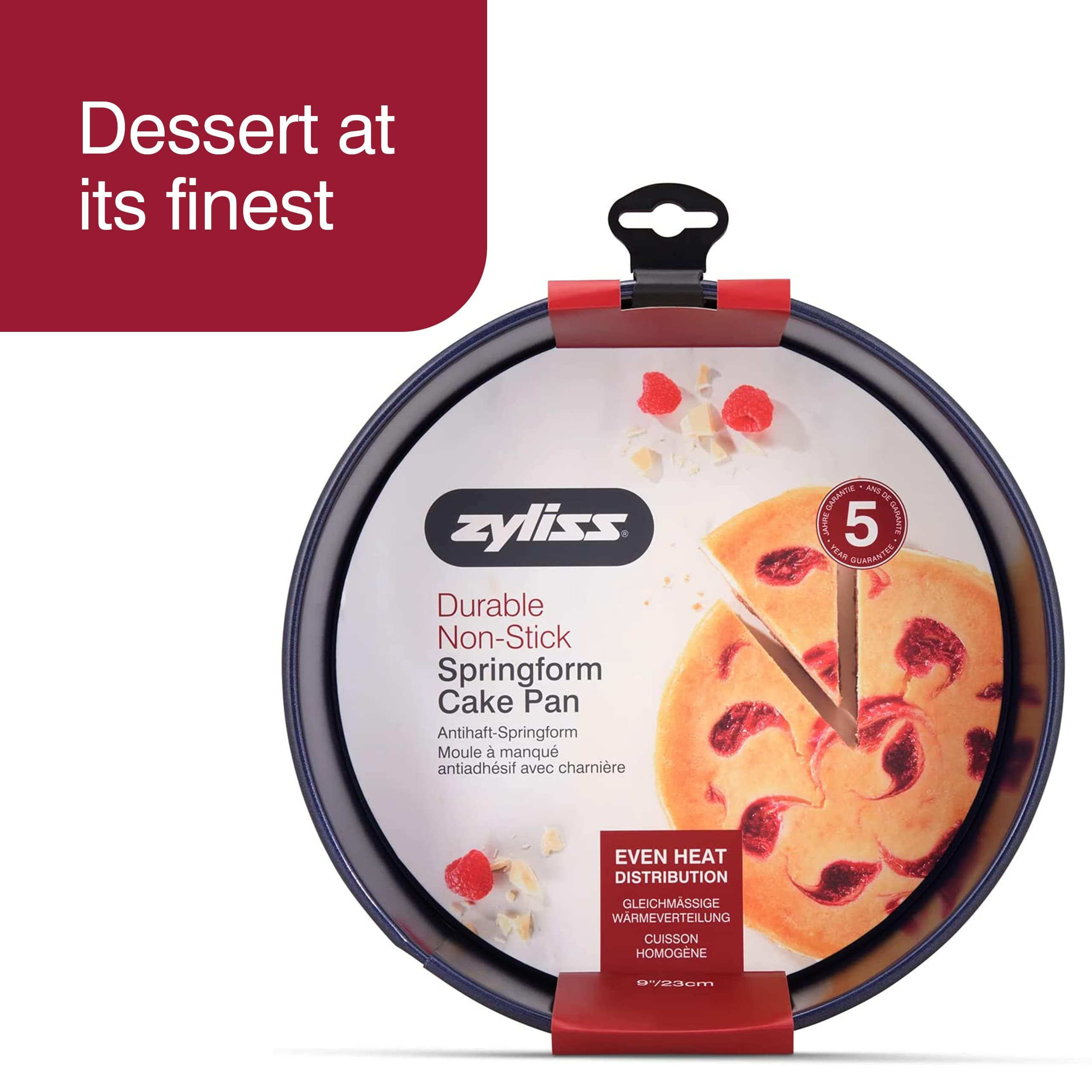 Zyliss E980194 Non-Stick Springform Cake Tin | 23Cm/9In | Carbon Steel | Dark Blue | Baking Tin/Bakeware/Cake Mould | Dishwasher