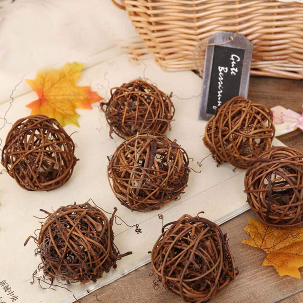 Healifty Vine Decor Balls 10pcs Rattan Decorative Ornaments for Wedding Cafe Bar