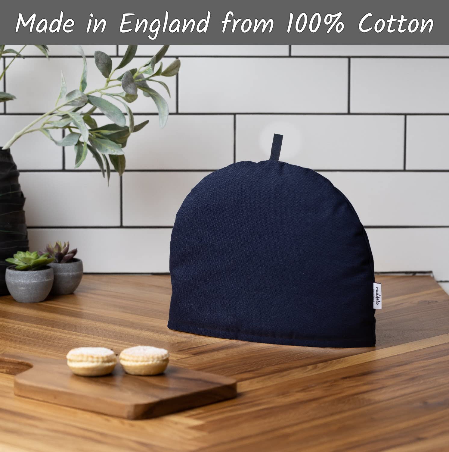 Muldale Large Tea Cozy For Teapot - Oxford Navy - Teapot Cover Insulated 100% Cotton Thick Wadding - Made In England - Tea Cozie