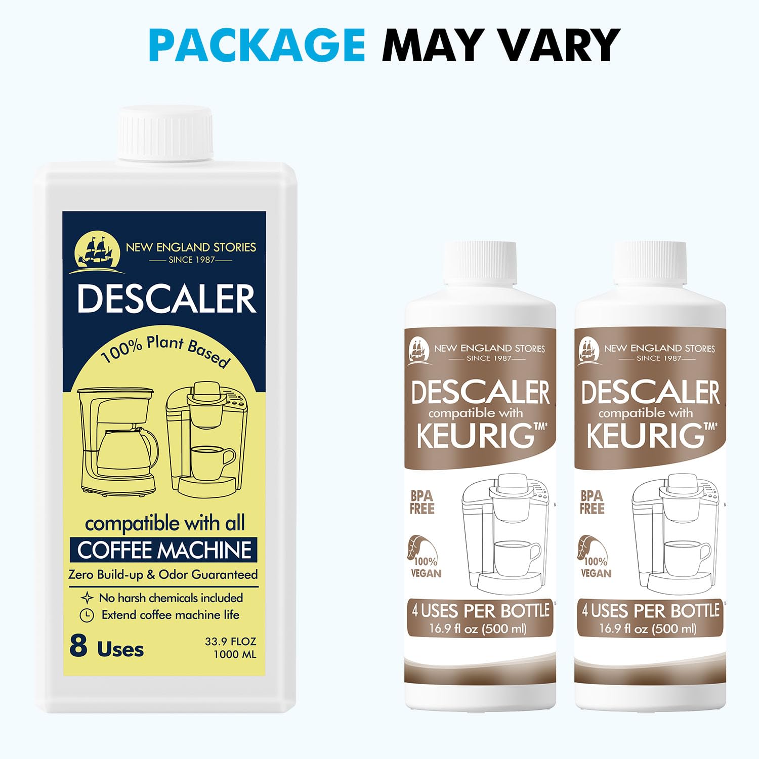 8 Uses Descaling Solution Compatible With Keurig, Nespresso, Breville, Delonghi, Jura, Ninja - 33.8Oz Coffee Machine Descaler, E