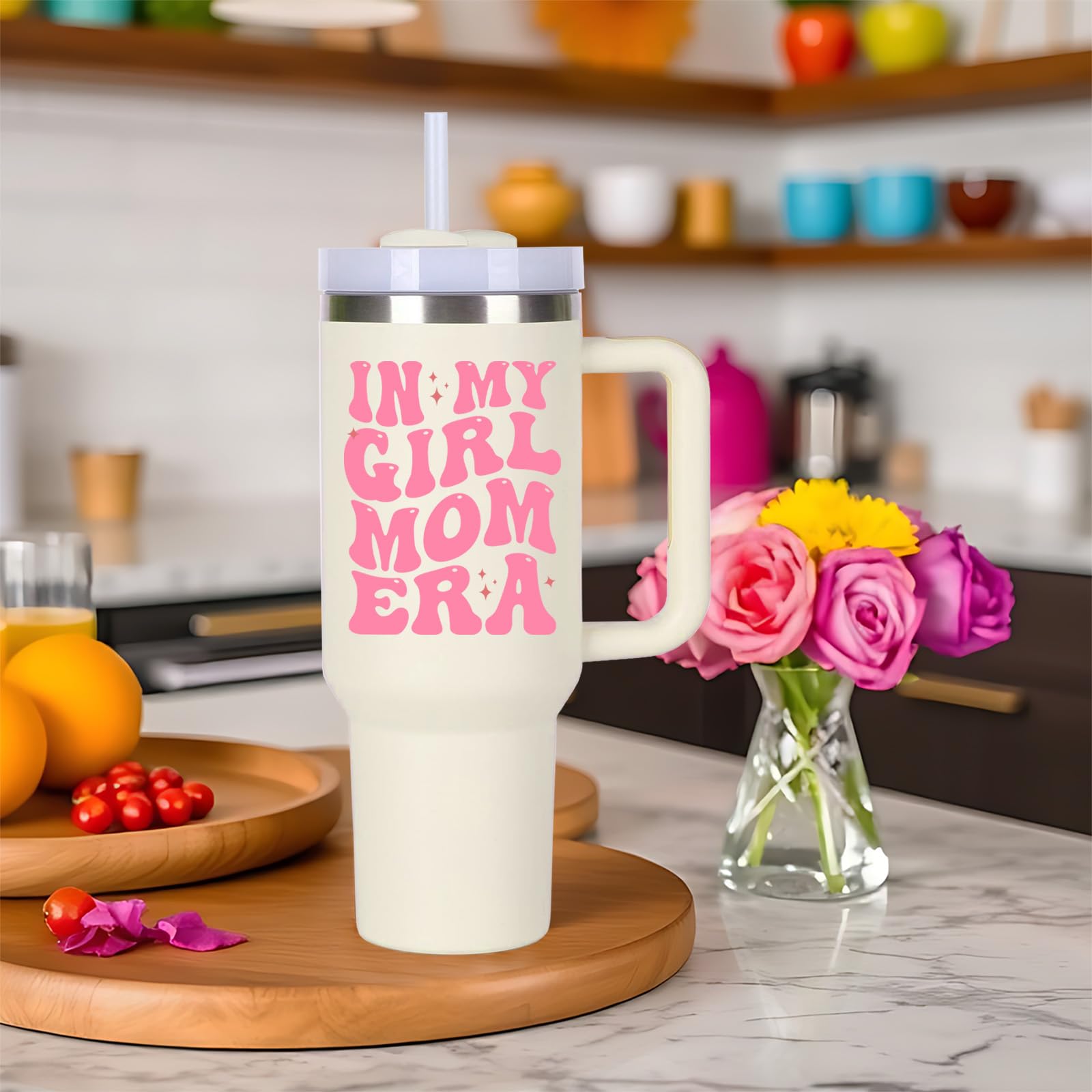 Girl Mom Cup Tumblers Gifts.40oz In My Girl Mom Era Tumbler with Handle.40oz Birthday Christmas Mothers Day Gifts for girl mom.