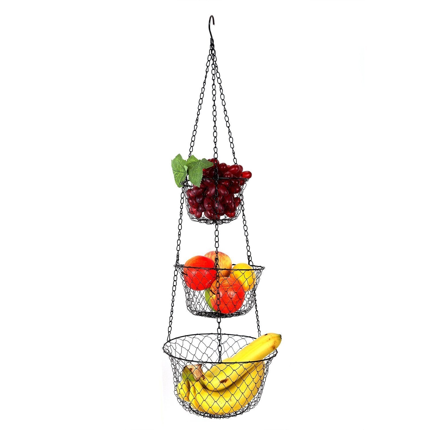 Minnows Home 3-Tier Hanging Basket, Storage Organizer For Fruits,Vegetables, Accessory, Perfer For Kitchen And Bathroom