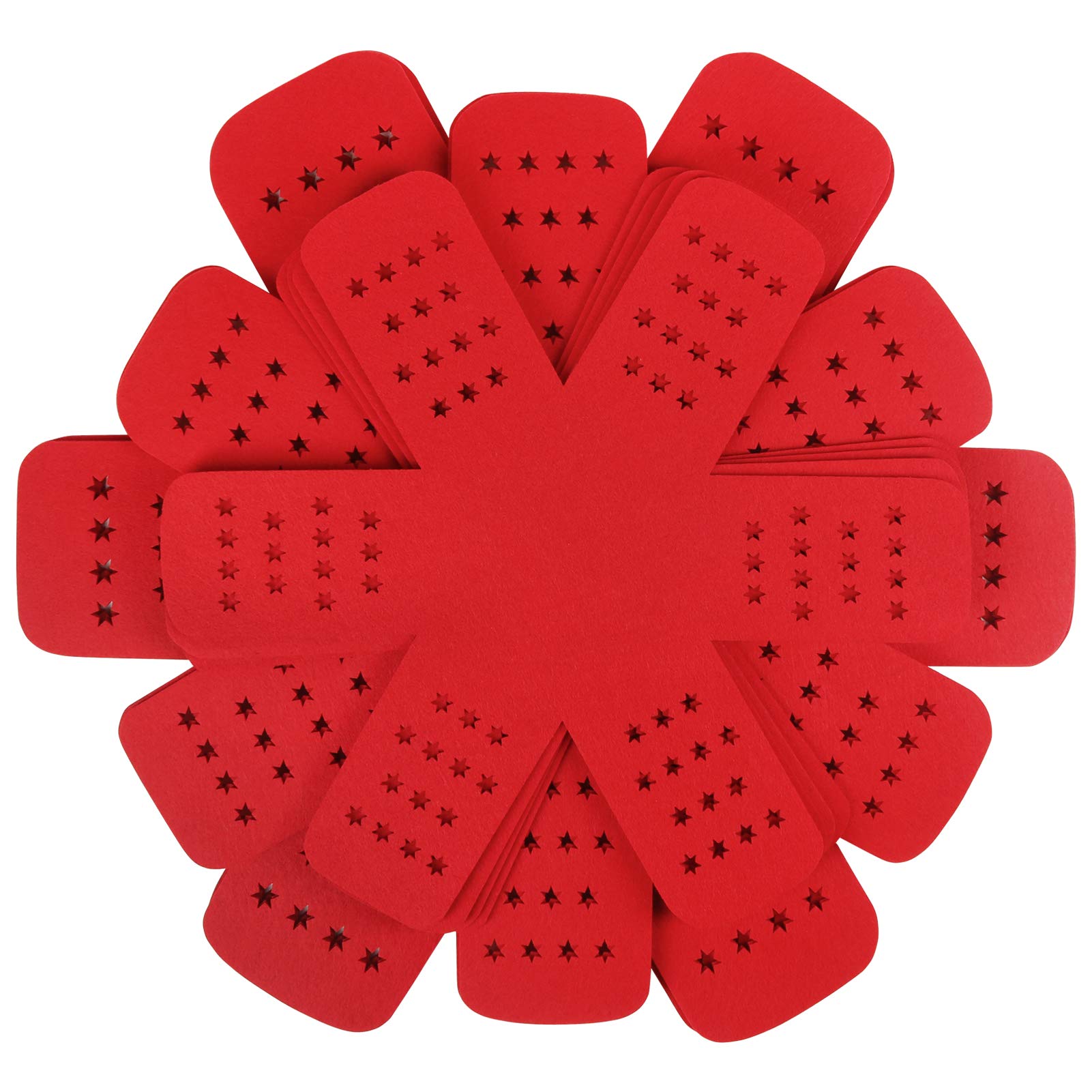 Bykitchen Pan Pot Protectors, Larger & Thicker Pan Protector With Stars, Set Of 12 And 3 Different Sizes, Red Pot Divider Pads F