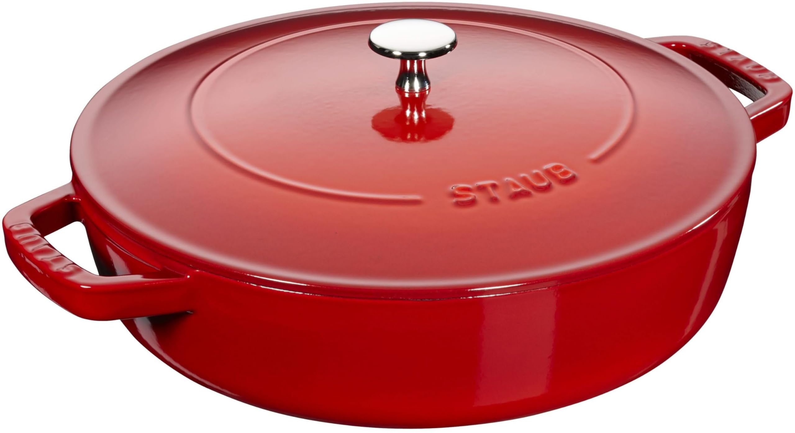 STAUB Braising Pan, Cast Iron Casserole 28 cm, 3.7 L, Induction, Cherry Red