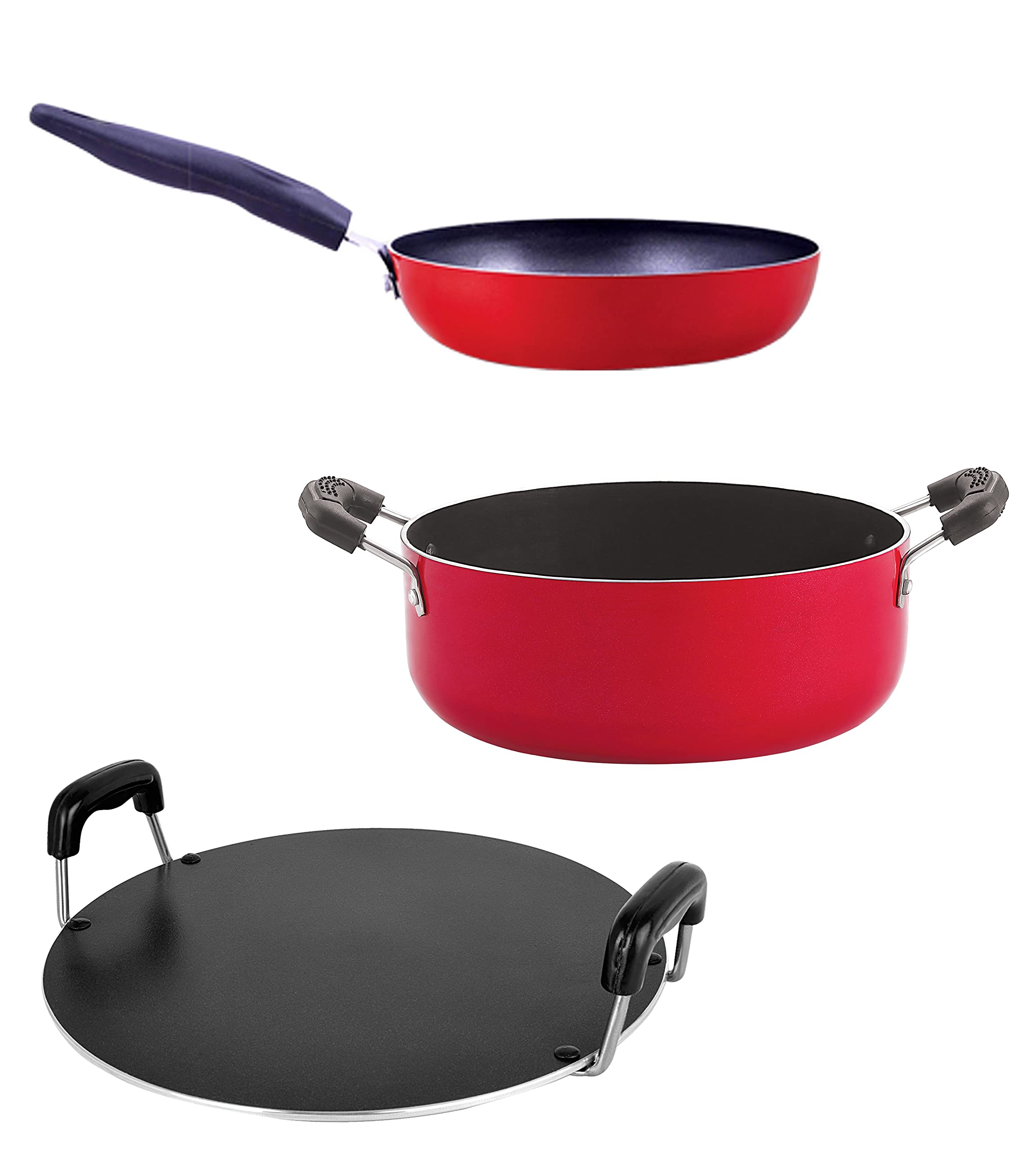 Nirlon Non Stick Coated Heat Resistance Pfoa Free Aluminium Kitchenware Gift Set, 3 Pieces(Cvg_Rt_Cs24)