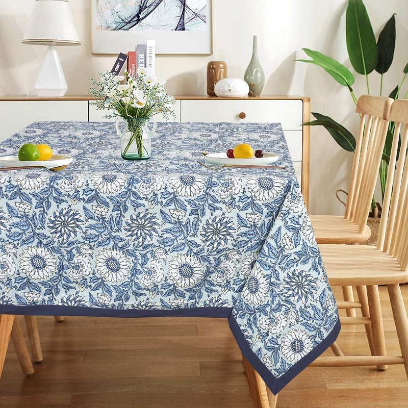 Texstylers Pure Cotton 36 x 36 Inches Printed 2 Seater Square Coffee Table Cloth Cover, Green