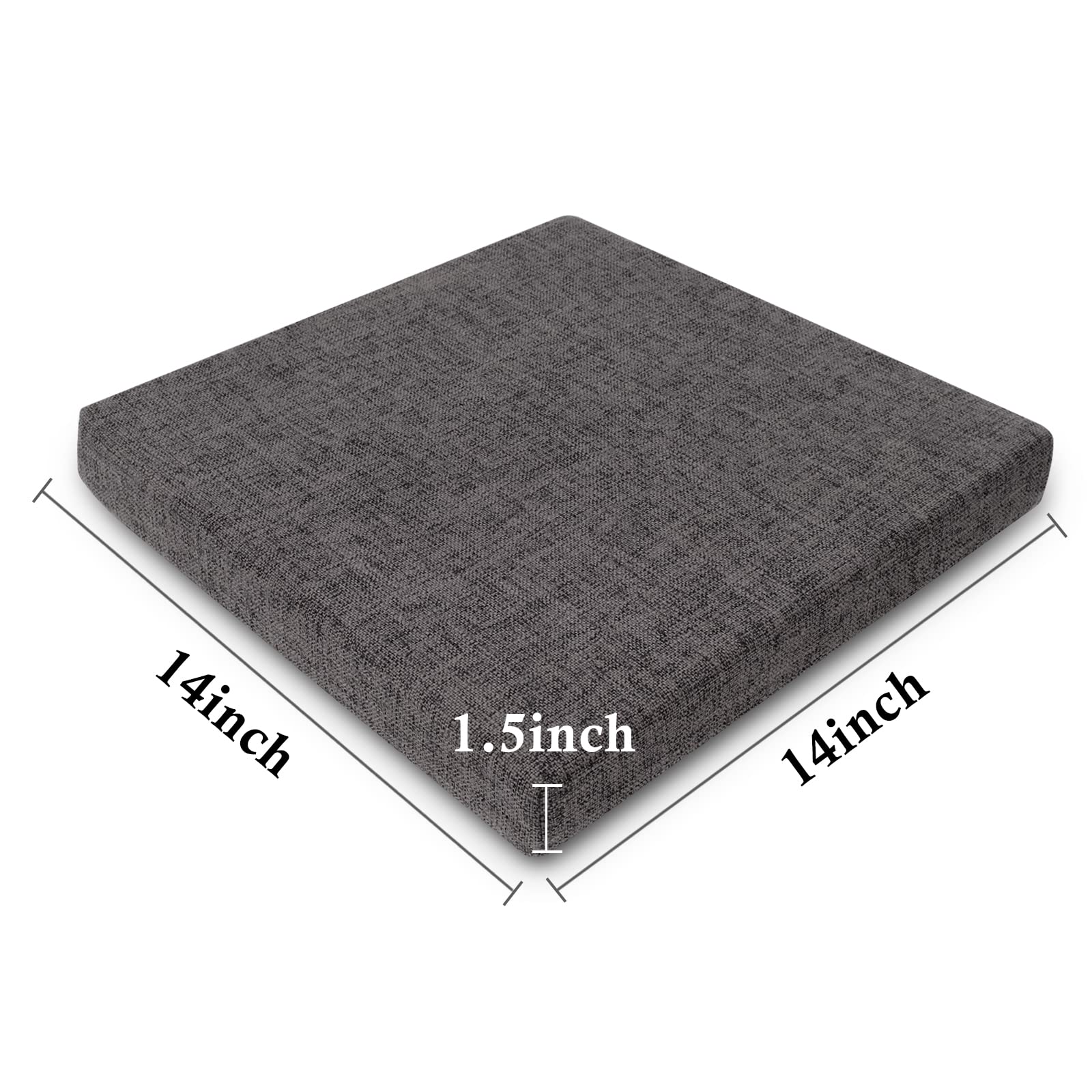 Tromlycs Stool Cushion Square For Bar Stools With Ties 14X14 Chair Seat Cushion Textured Barstool Pad, 1 Piece, 14 Inches, Gray
