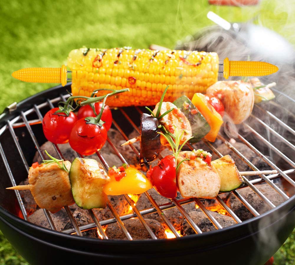 10PCS Corn Holders - Corn on The Cob Skewers Stainless Steel Corn Fork Prong Skewers Kitchen Tool for BBQ Twin Prong Sweetcorn Holders Home Cooking Fork